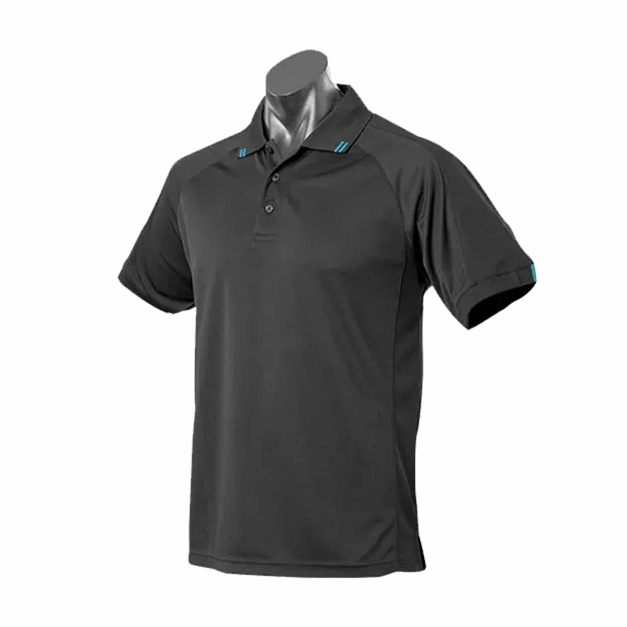 aussie pacific flinders polo in black teal