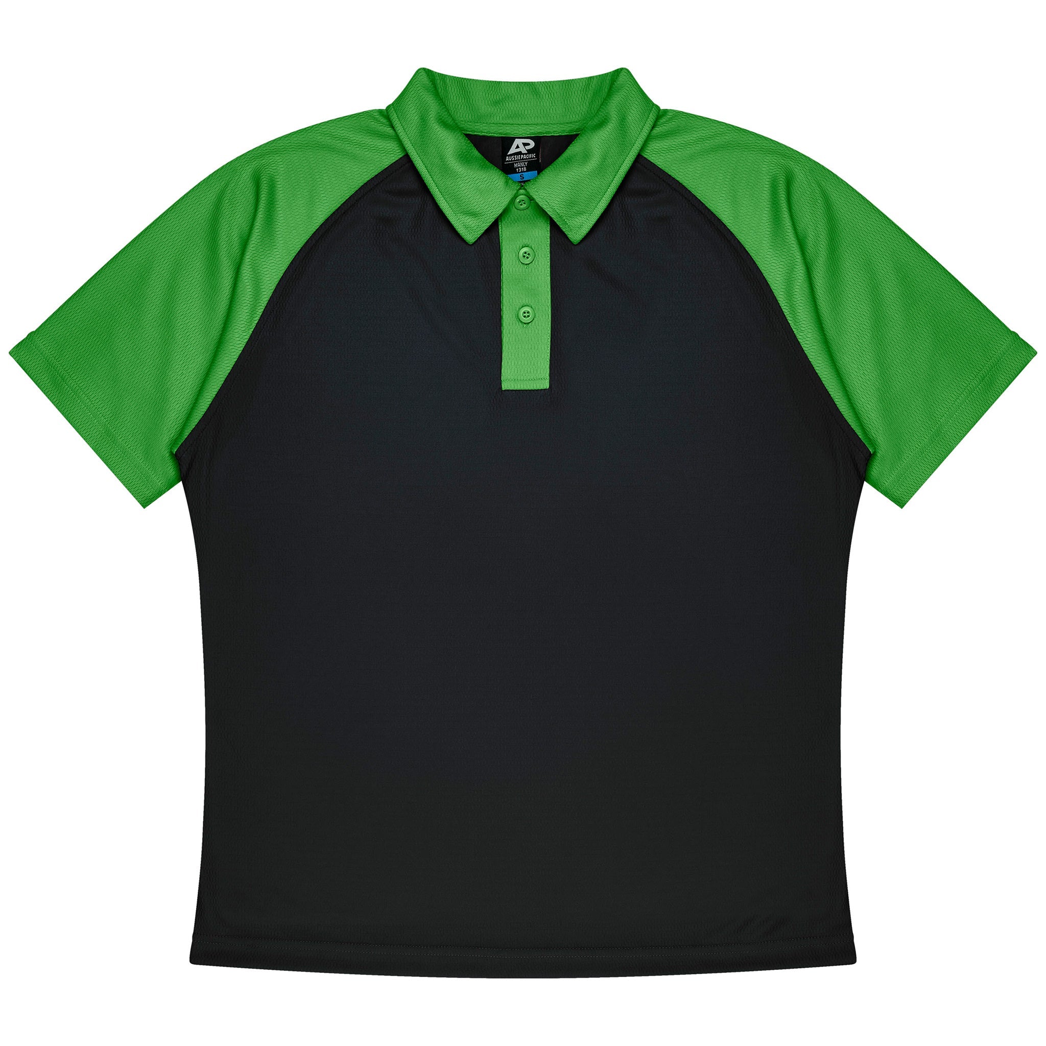 manly kids polo in black kawa green