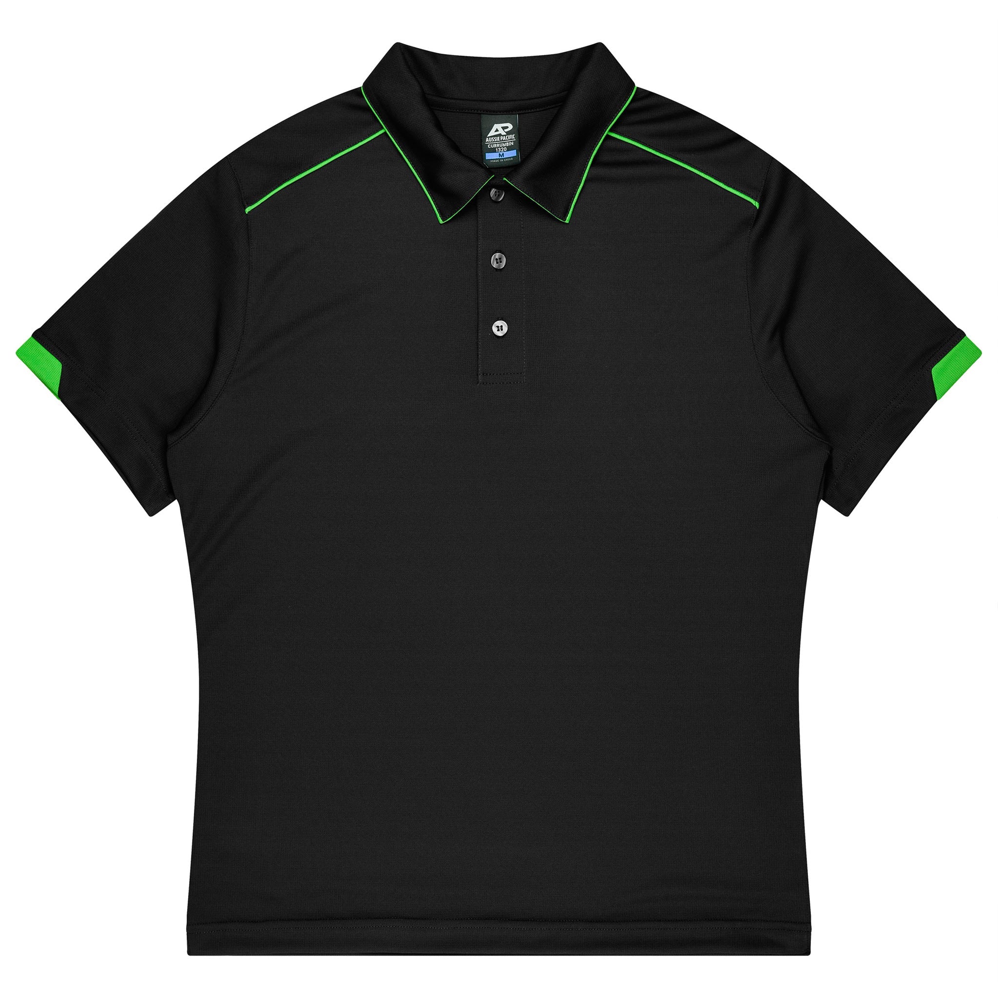 aussie pacific currumbin mens polos in black kawa green