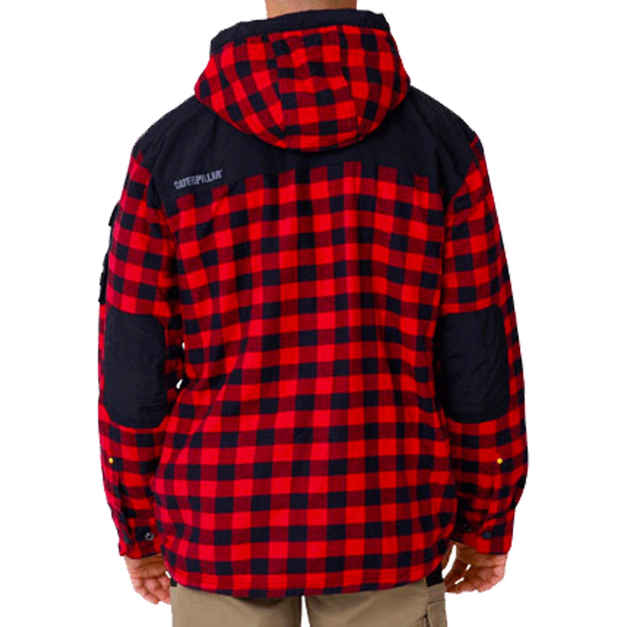 cat workwear sequoia shirt jacket in red black