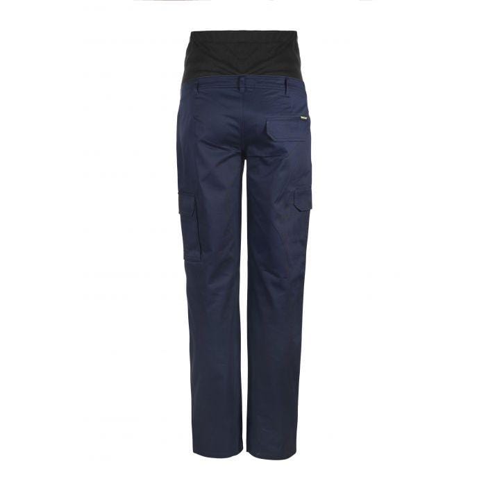 back of maternity cargo cotton drill pant in navy