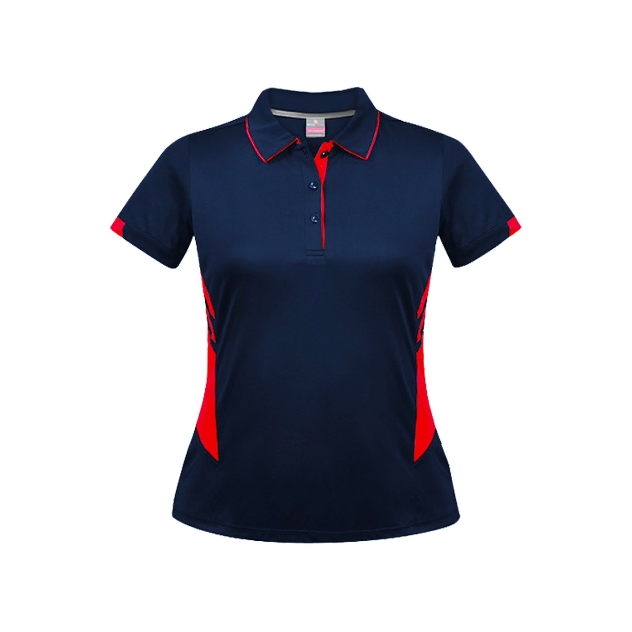 ladies tasman polo in navy red