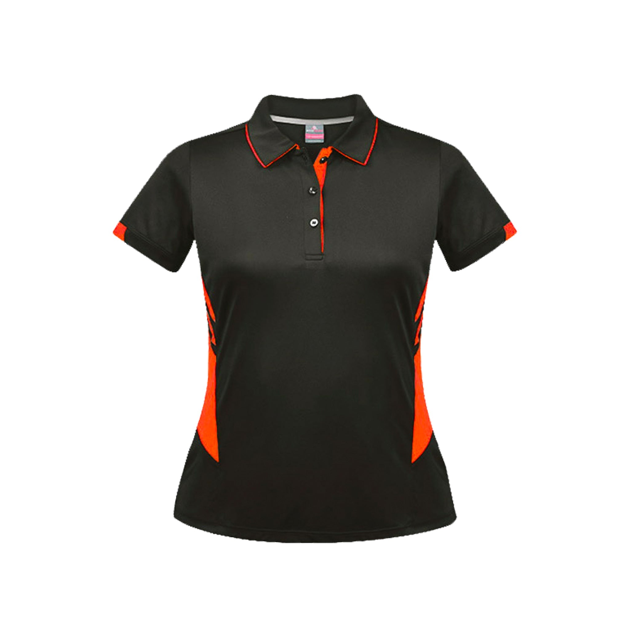 ladies tasman polo in slate neon orange