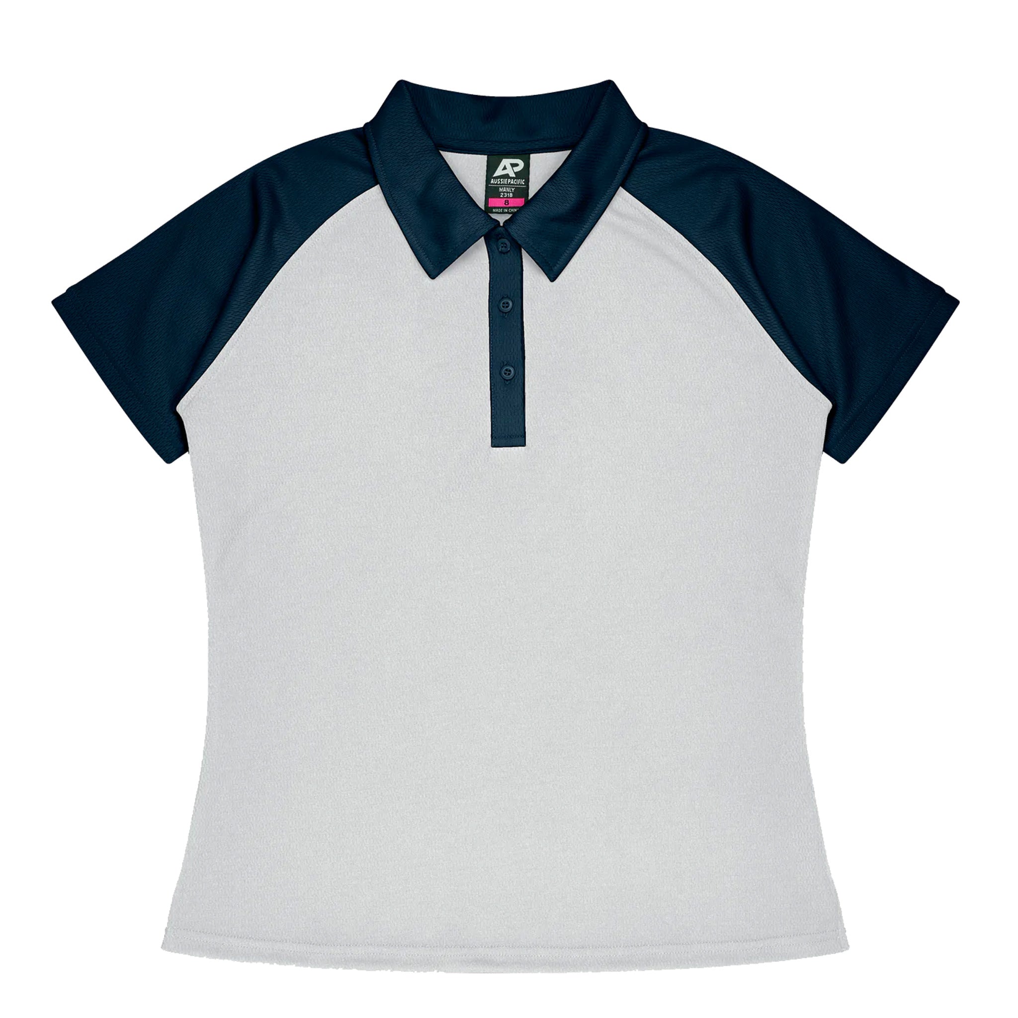 manly ladies polo in white navy