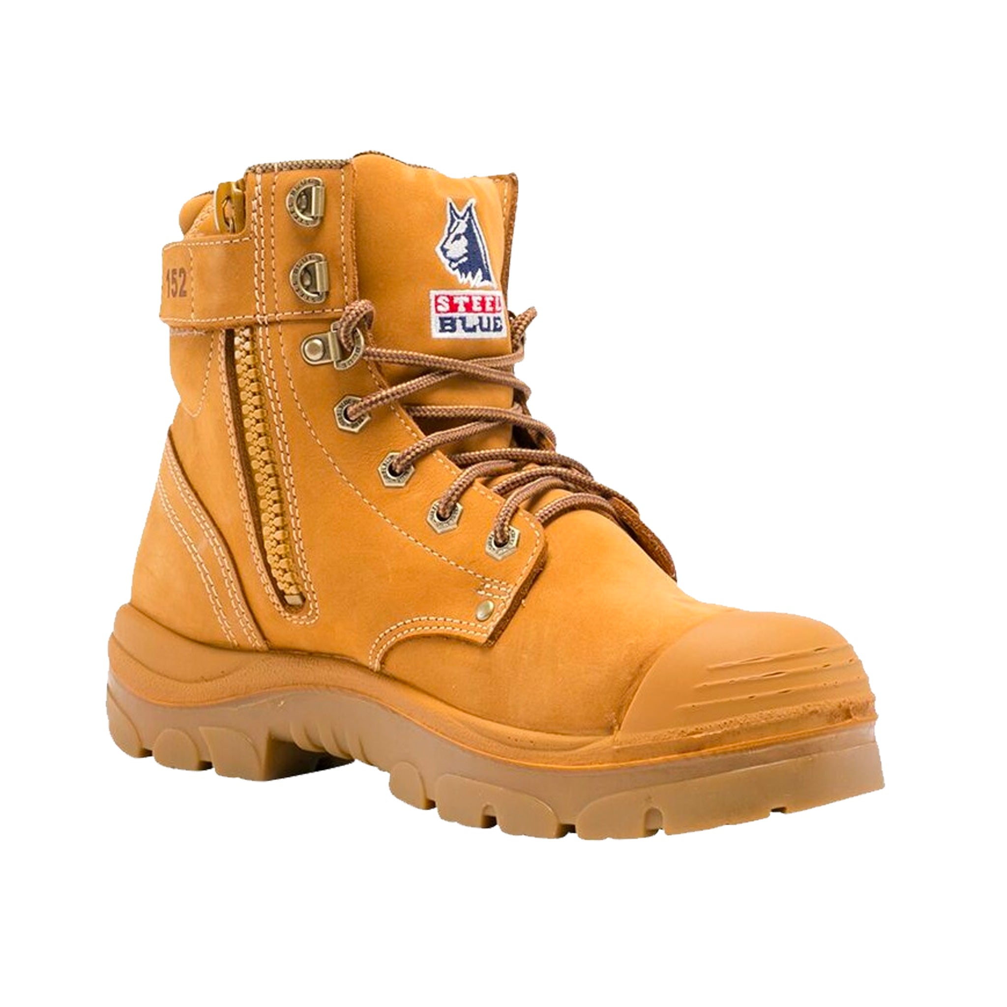 steel blue argyle zip boot with bump cap in wheat