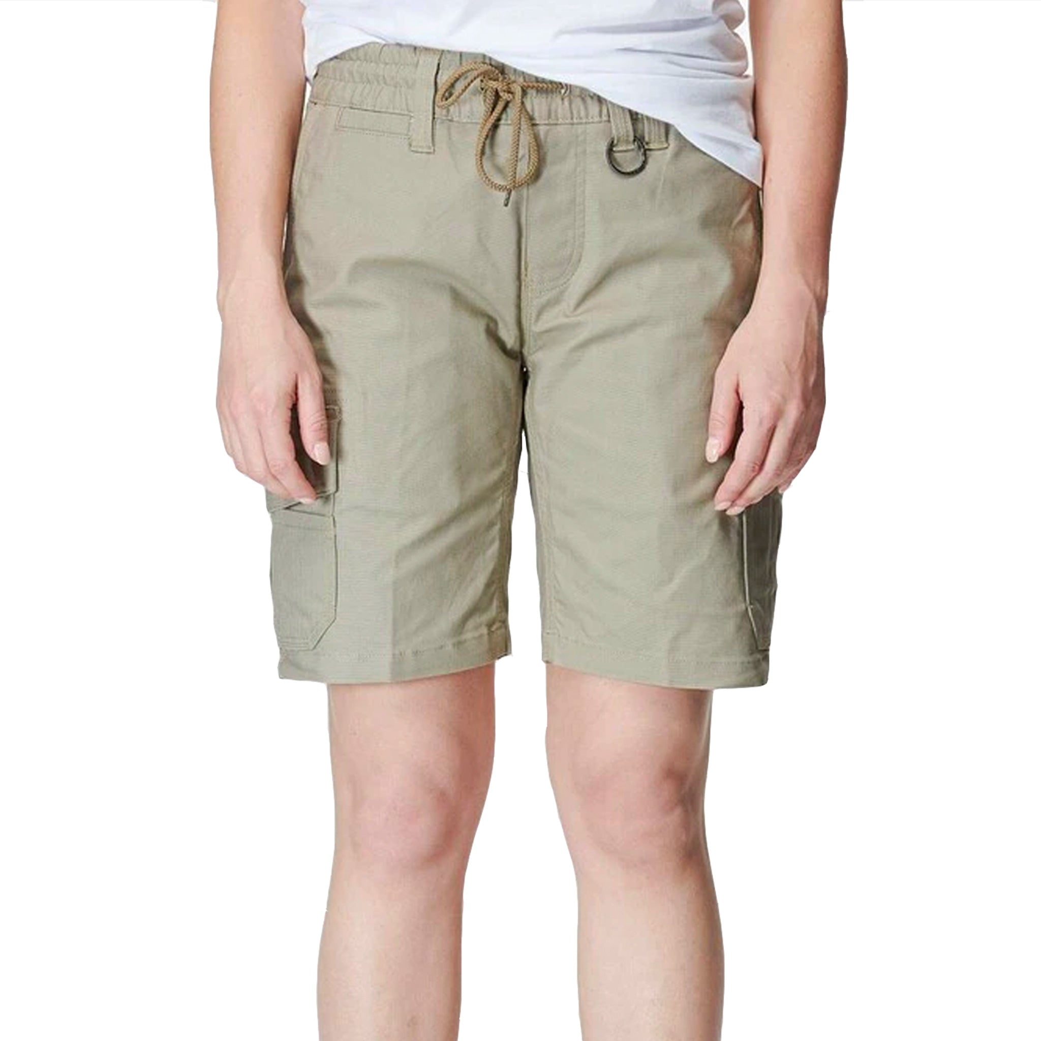 ladies elastic utility short in stone