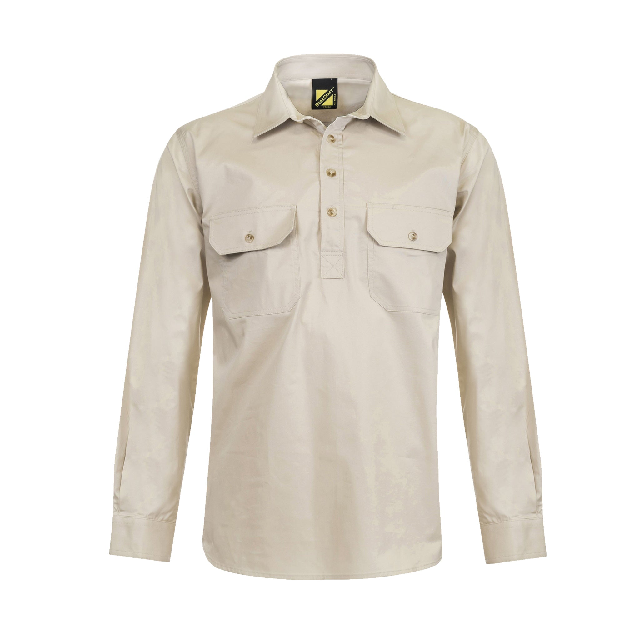 lightweight half placket long sleeve shirt in cream