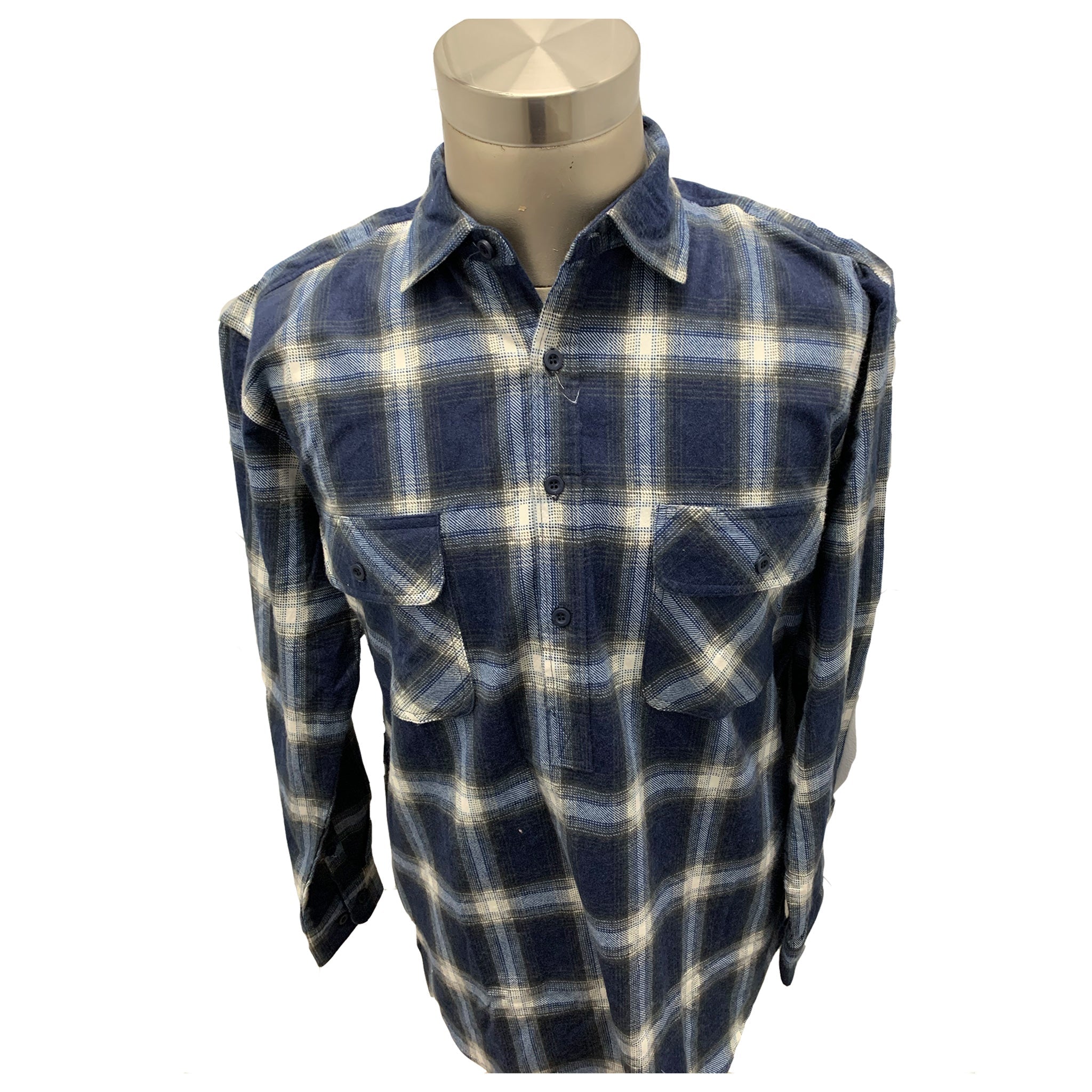 denim pure cotton flannelette shirt with half placket front