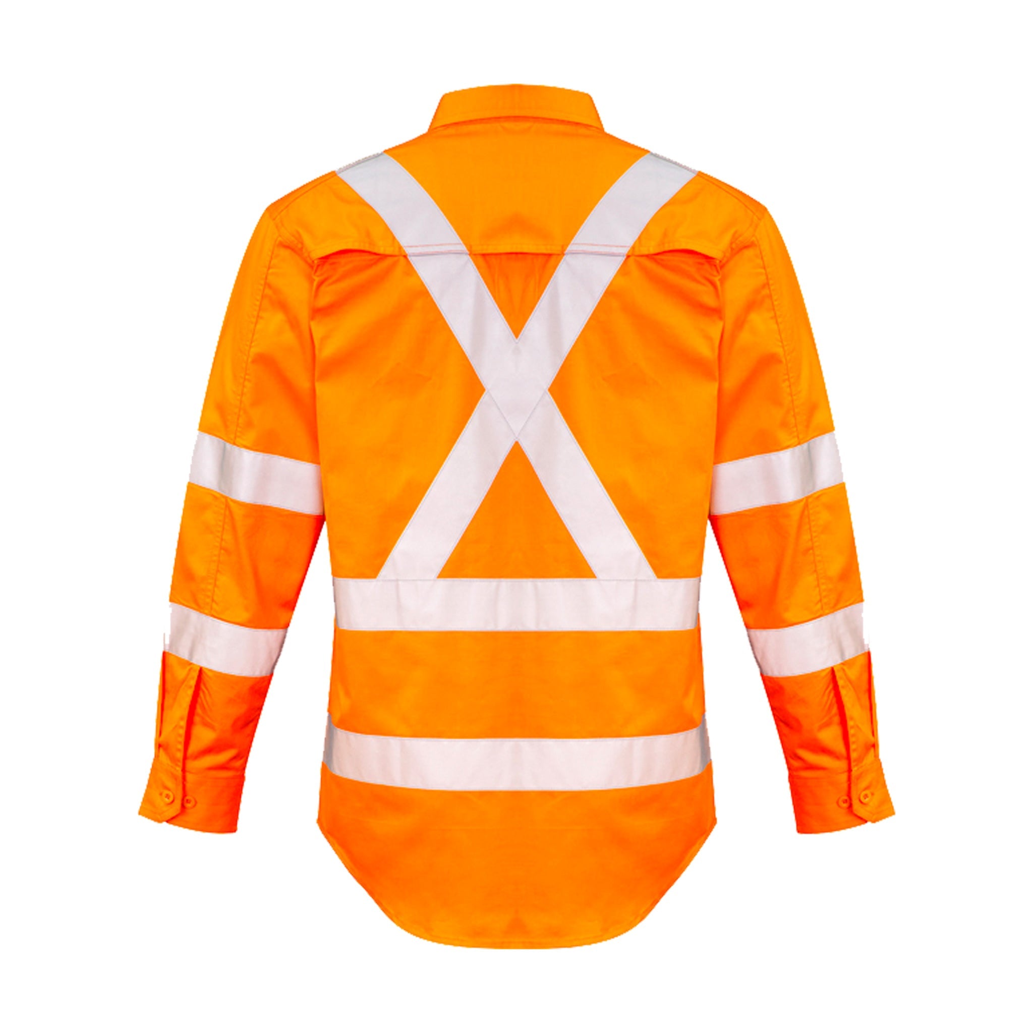 back of mens hi vis x back long sleeve taped shirt