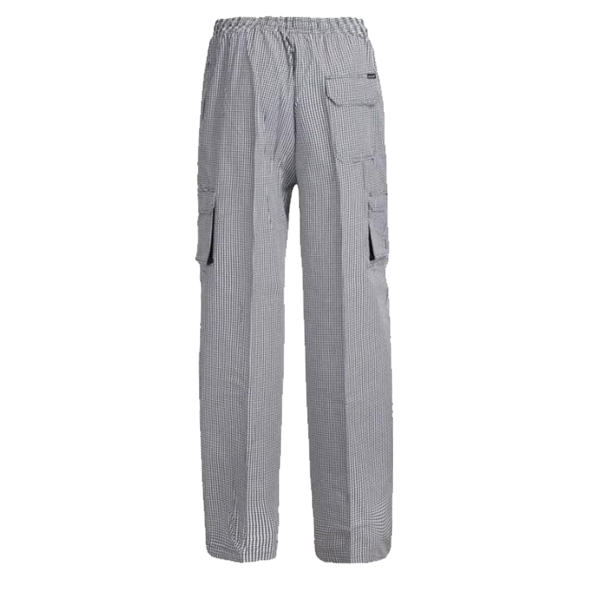 unisex chefs check drawstring cargo pant back view