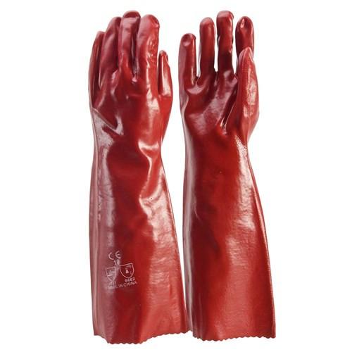 PVC 45CM SINGLE DIP WORK GLOVES - RED - P245