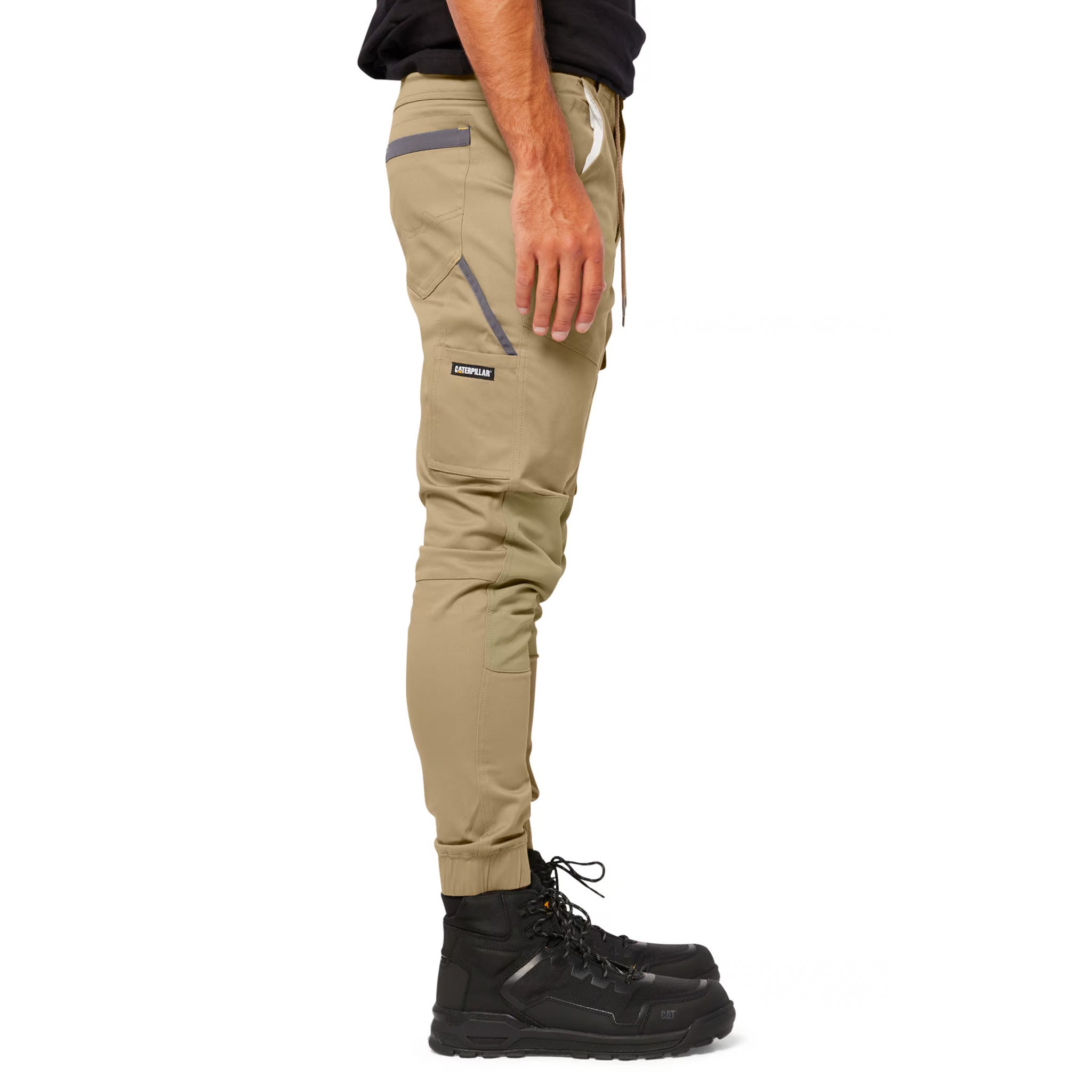 cat workwear cuffed dynamic pant in khaki