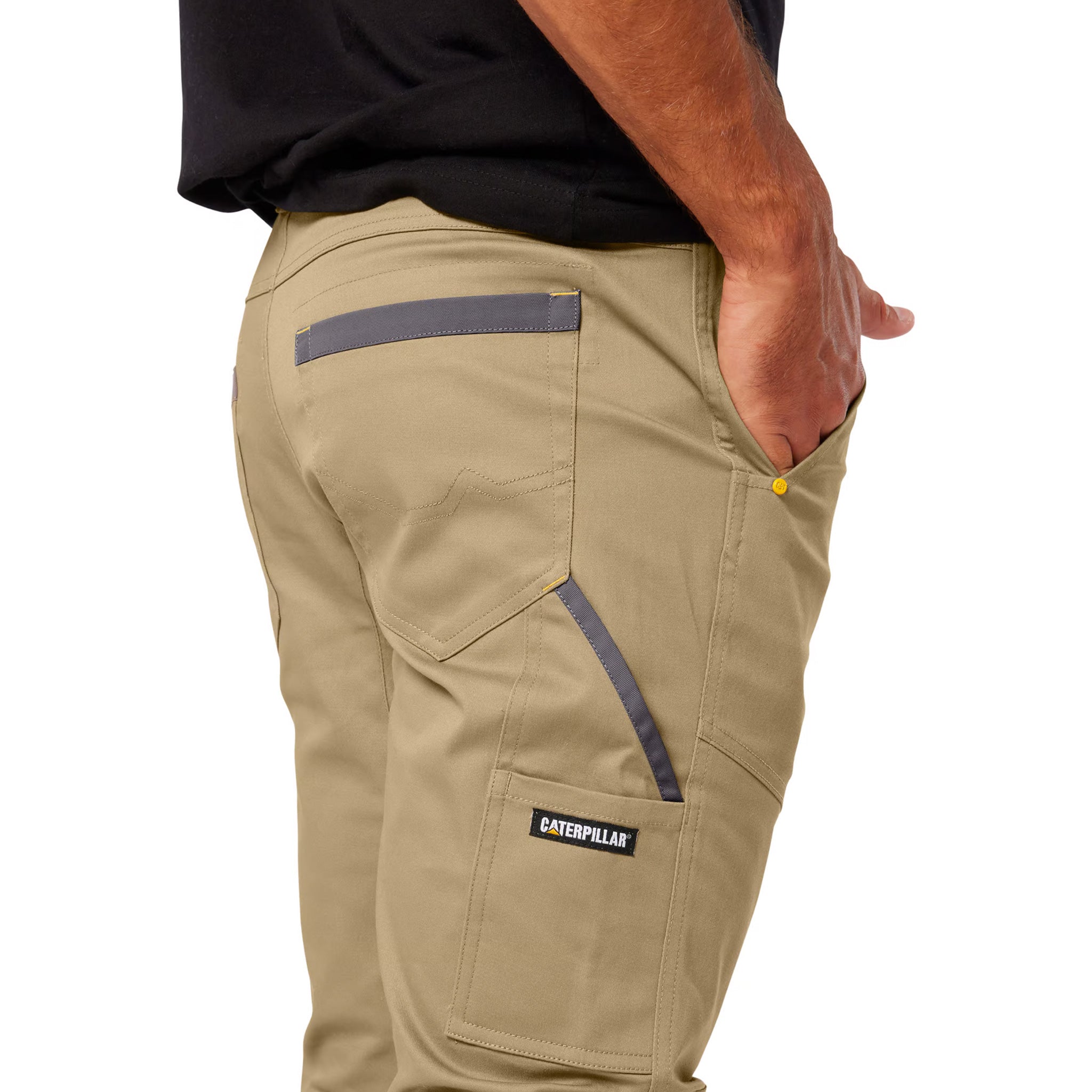 cat workwear cuffed dynamic pant in khaki