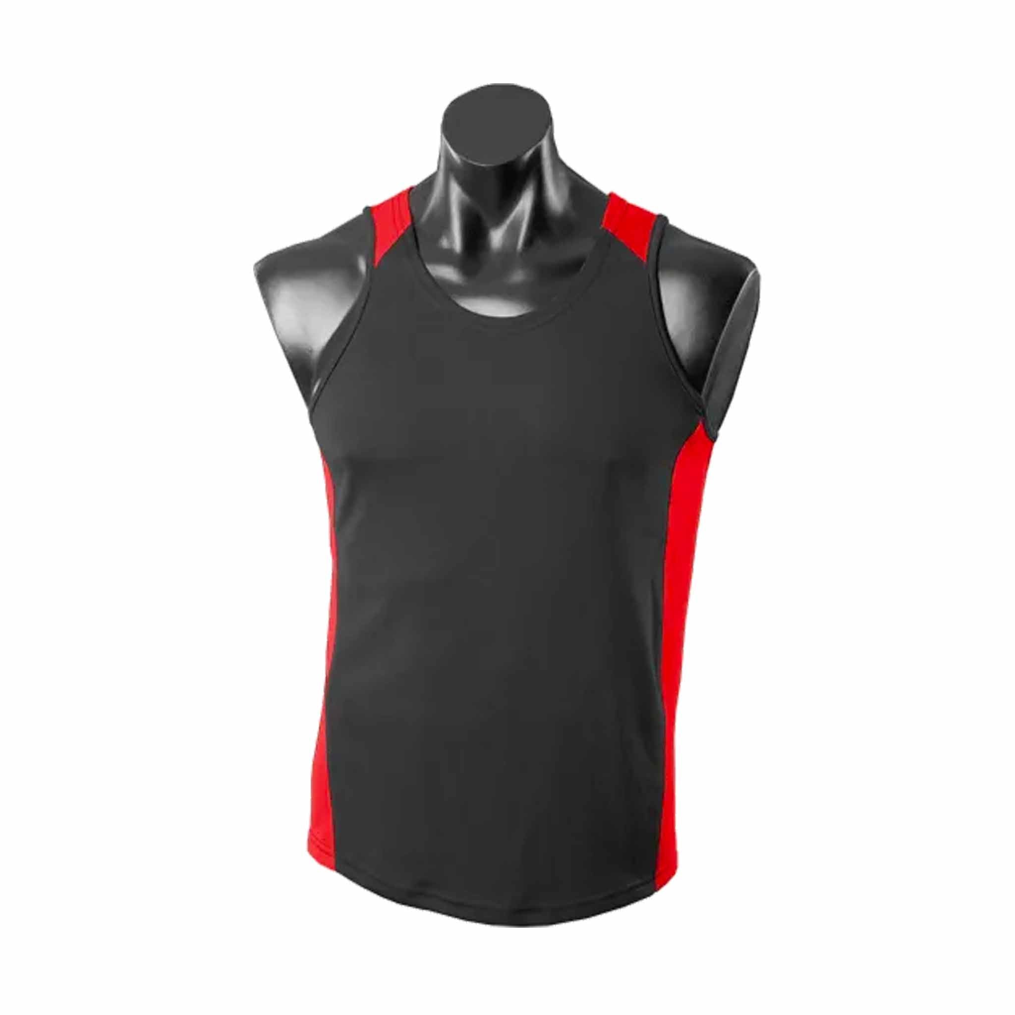 aussie pacific mens premier singlets in black red