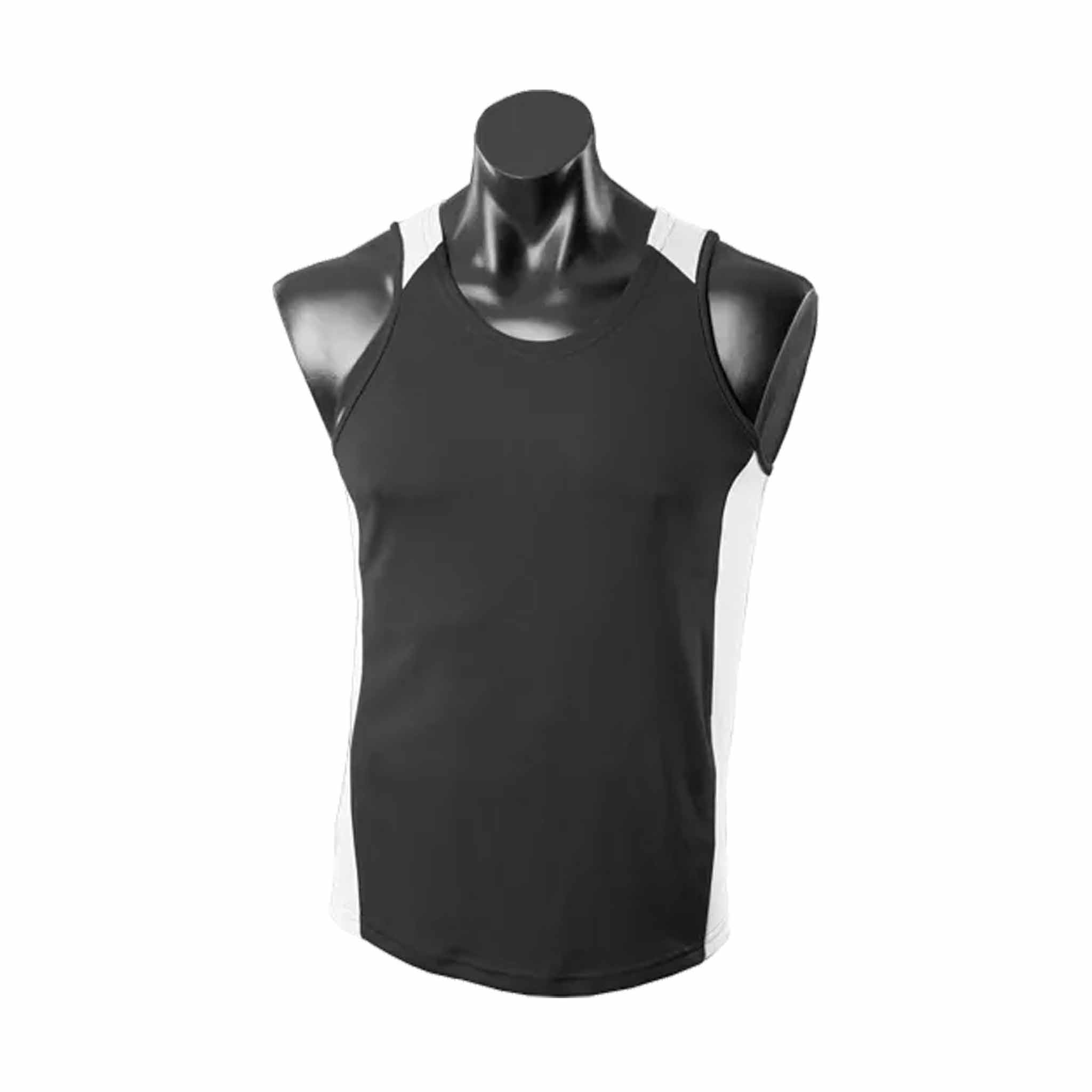 aussie pacific mens premier singlets in black white