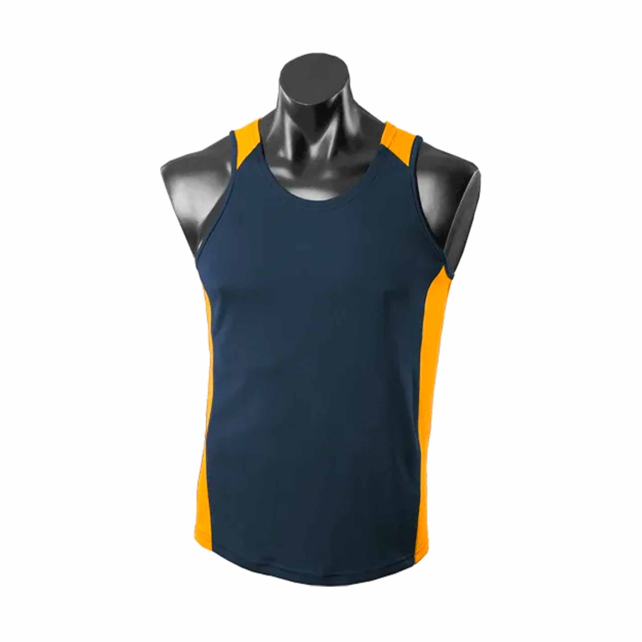 aussie pacific mens premier singlets in navy gold