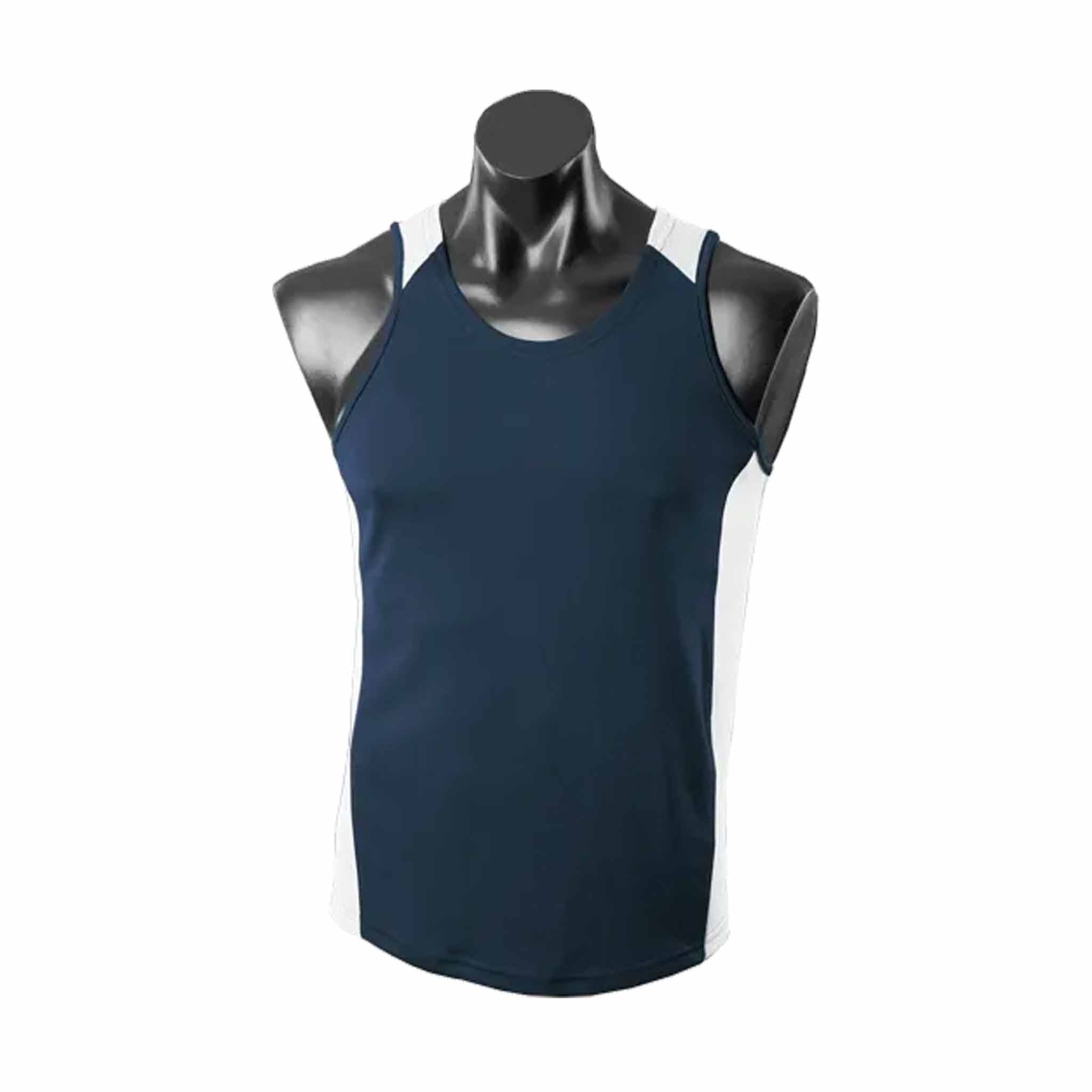 aussie pacific mens premier singlets in navy white