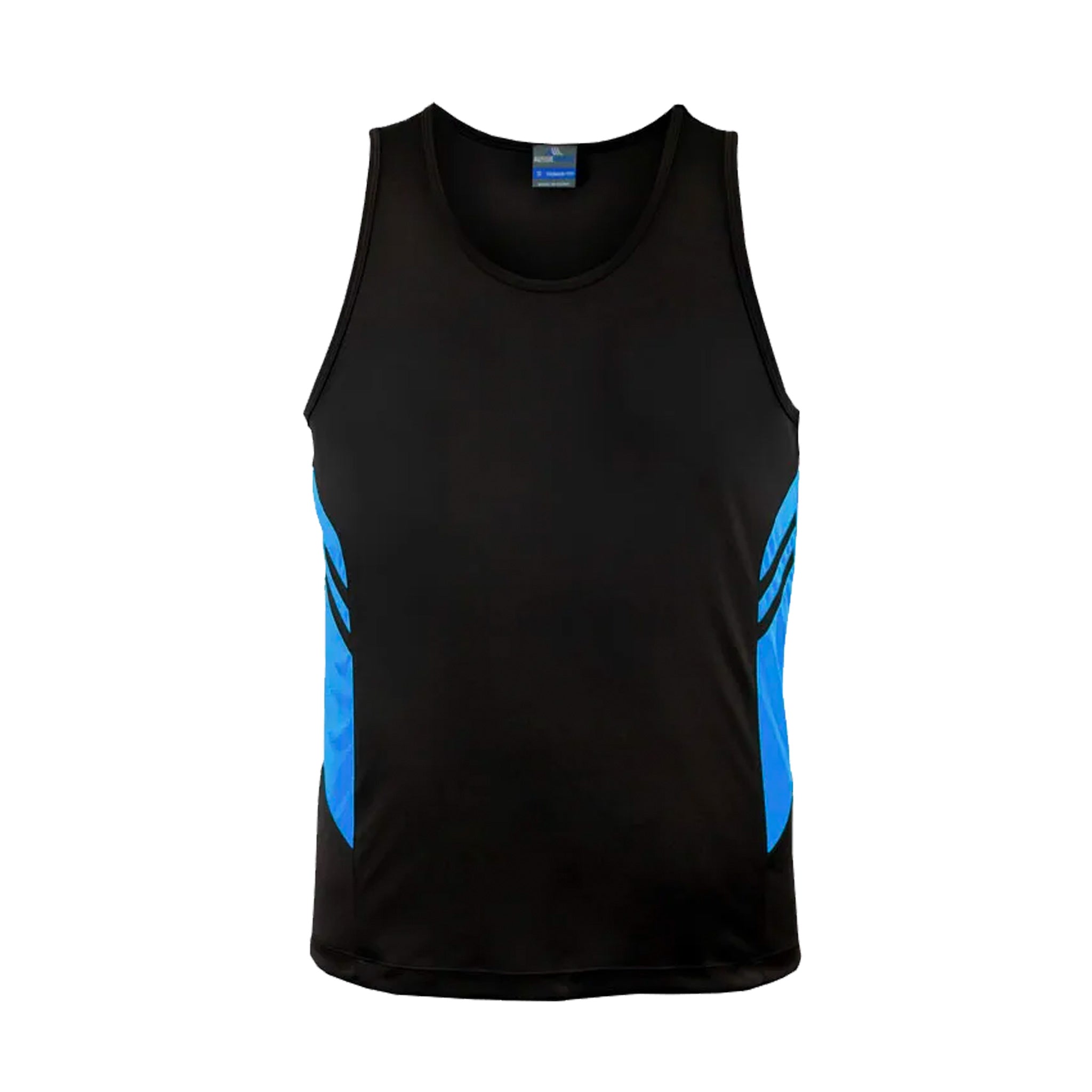 tasman men singlets in black cyan