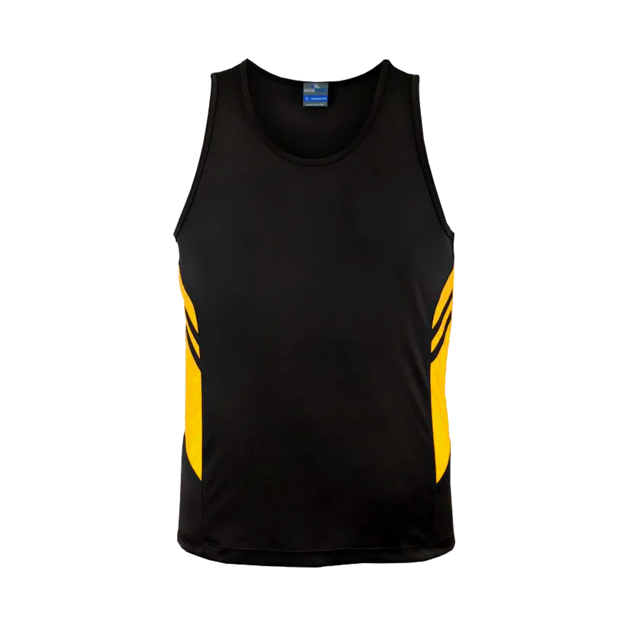 tasman men singlets in black gold