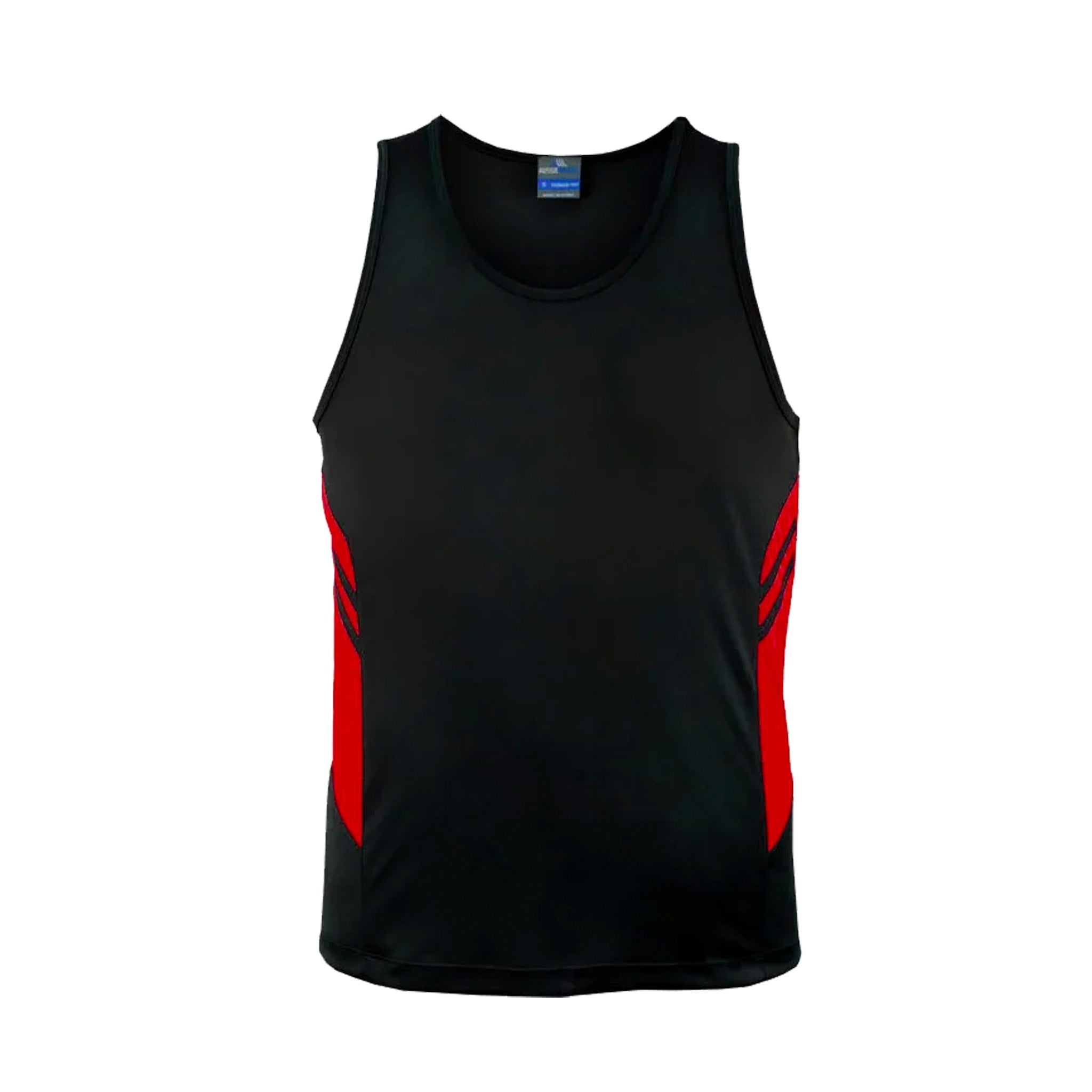 tasman men singlets in black red