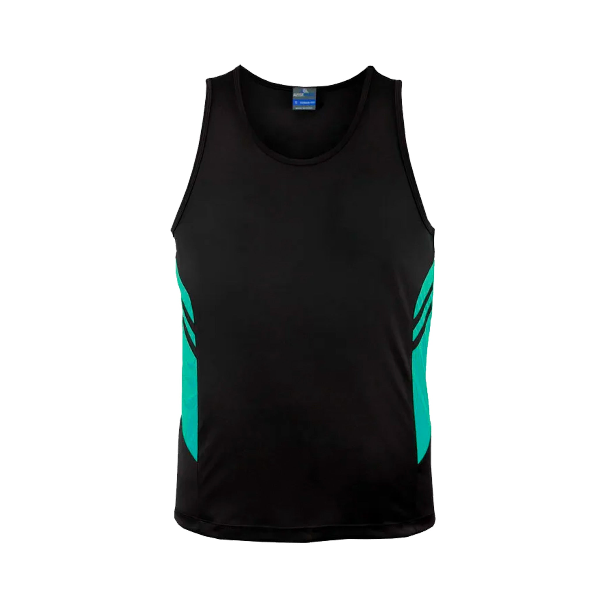 tasman men singlets in black teal