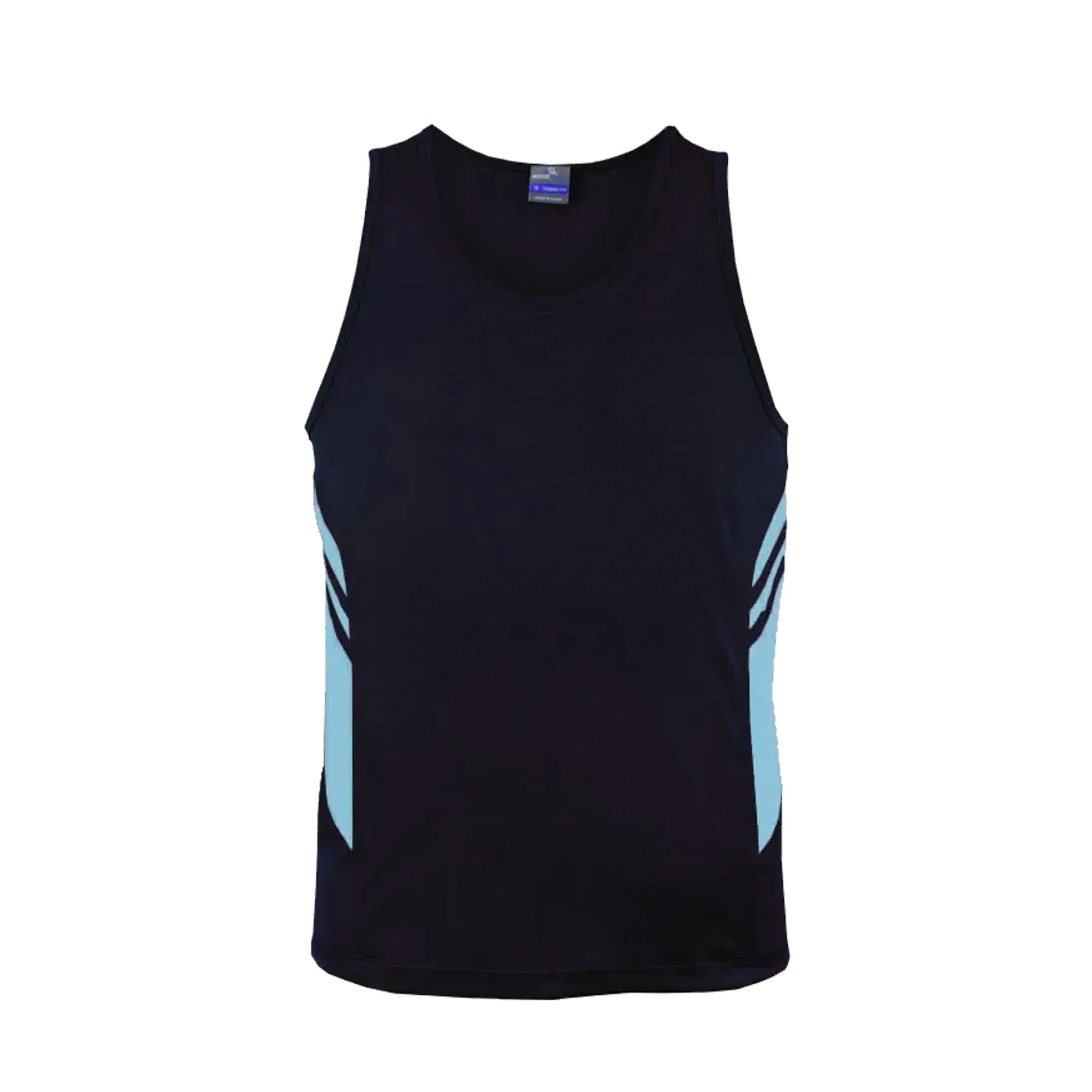 tasman mens singlets in navy sky