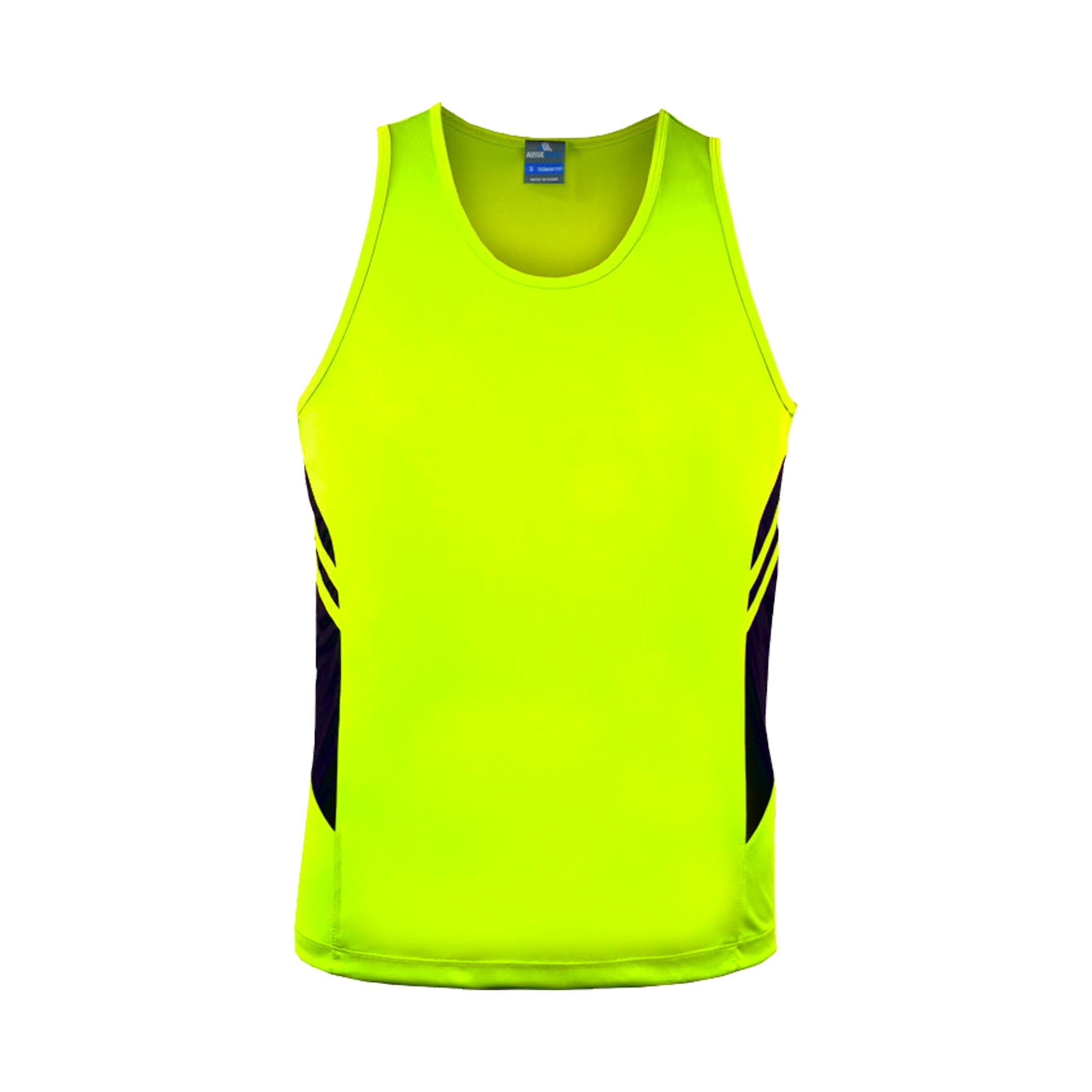 neon yellow black singlettasman mens singlet in neon yellow black