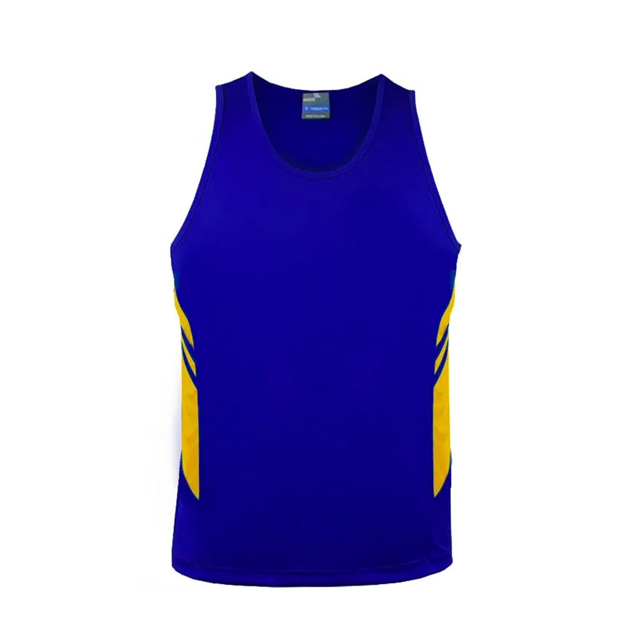 tasman mens singlets in royal gold