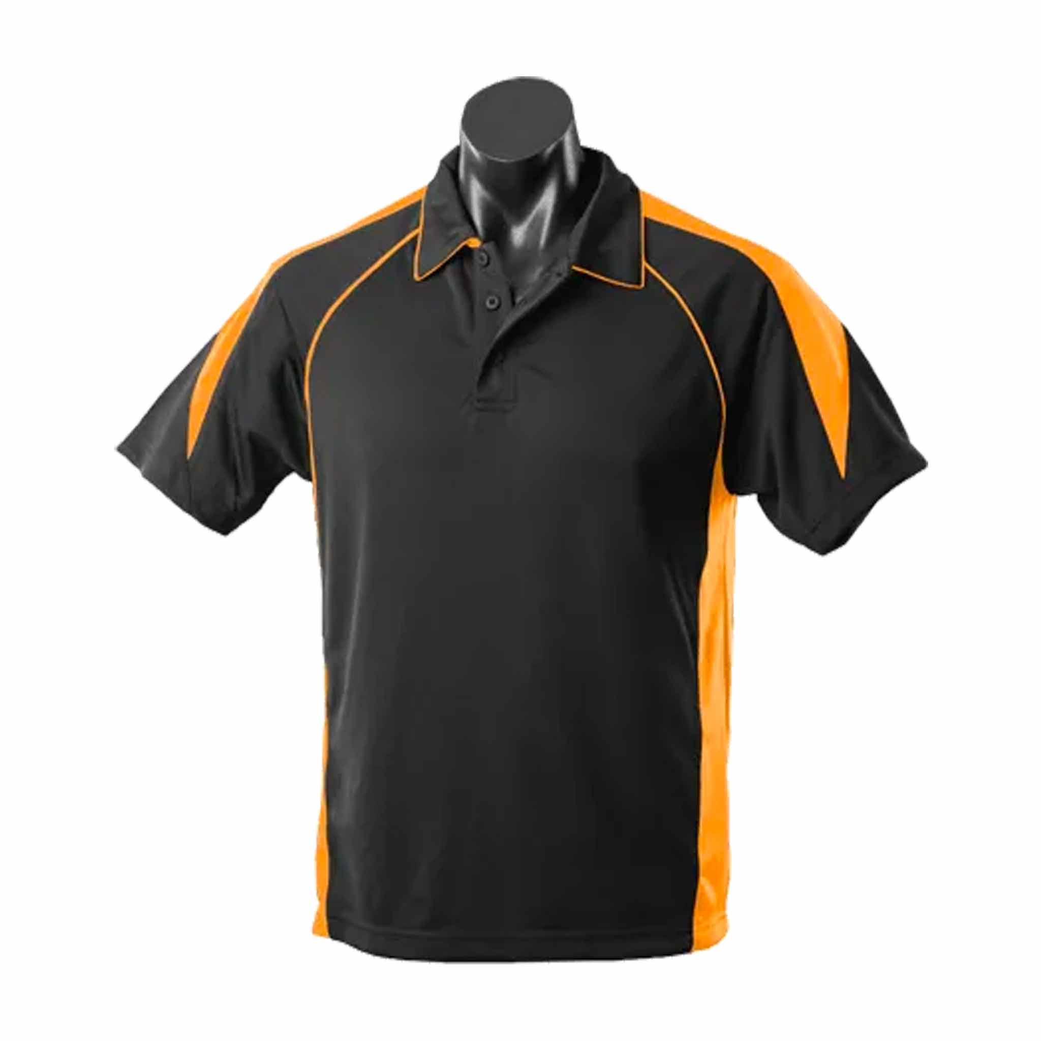 PREMIER MENS POLOS - BLACK/ASSORTED CONTRAST COLOUR - 1301