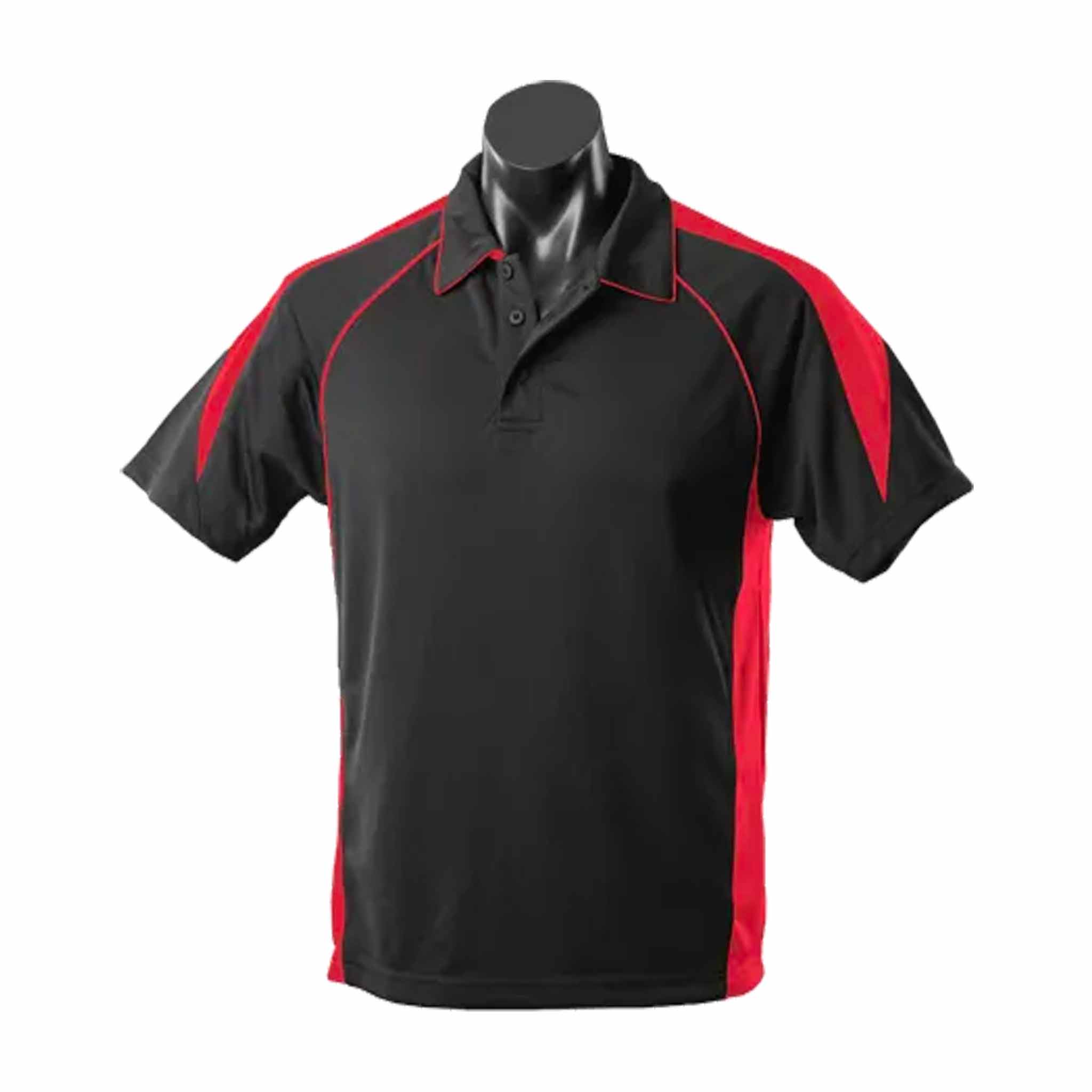 PREMIER MENS POLOS - BLACK/ASSORTED CONTRAST COLOUR - 1301