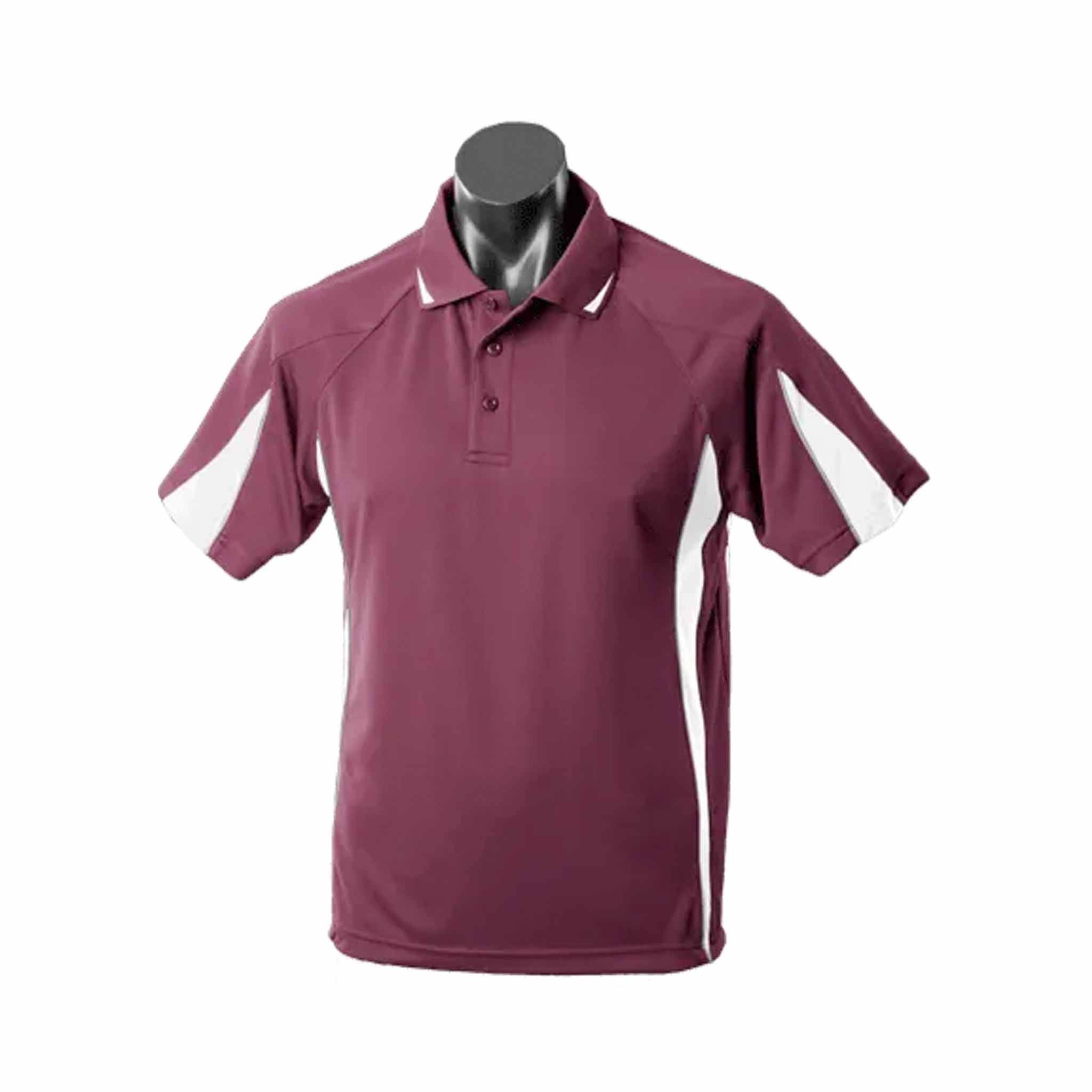 aussie pacific eureka mens polo in maroon white