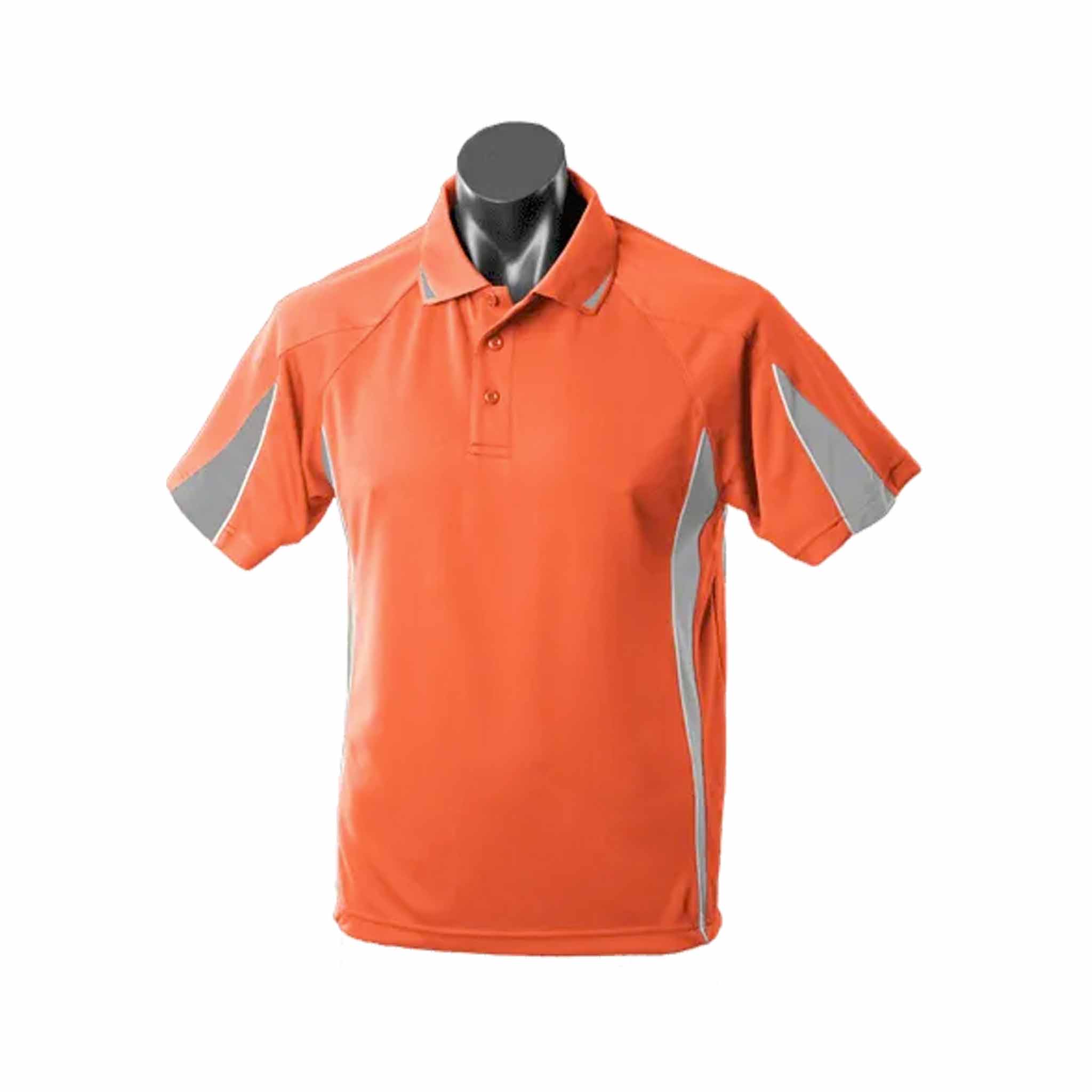 aussie pacific eureka mens polo in orange charcoal