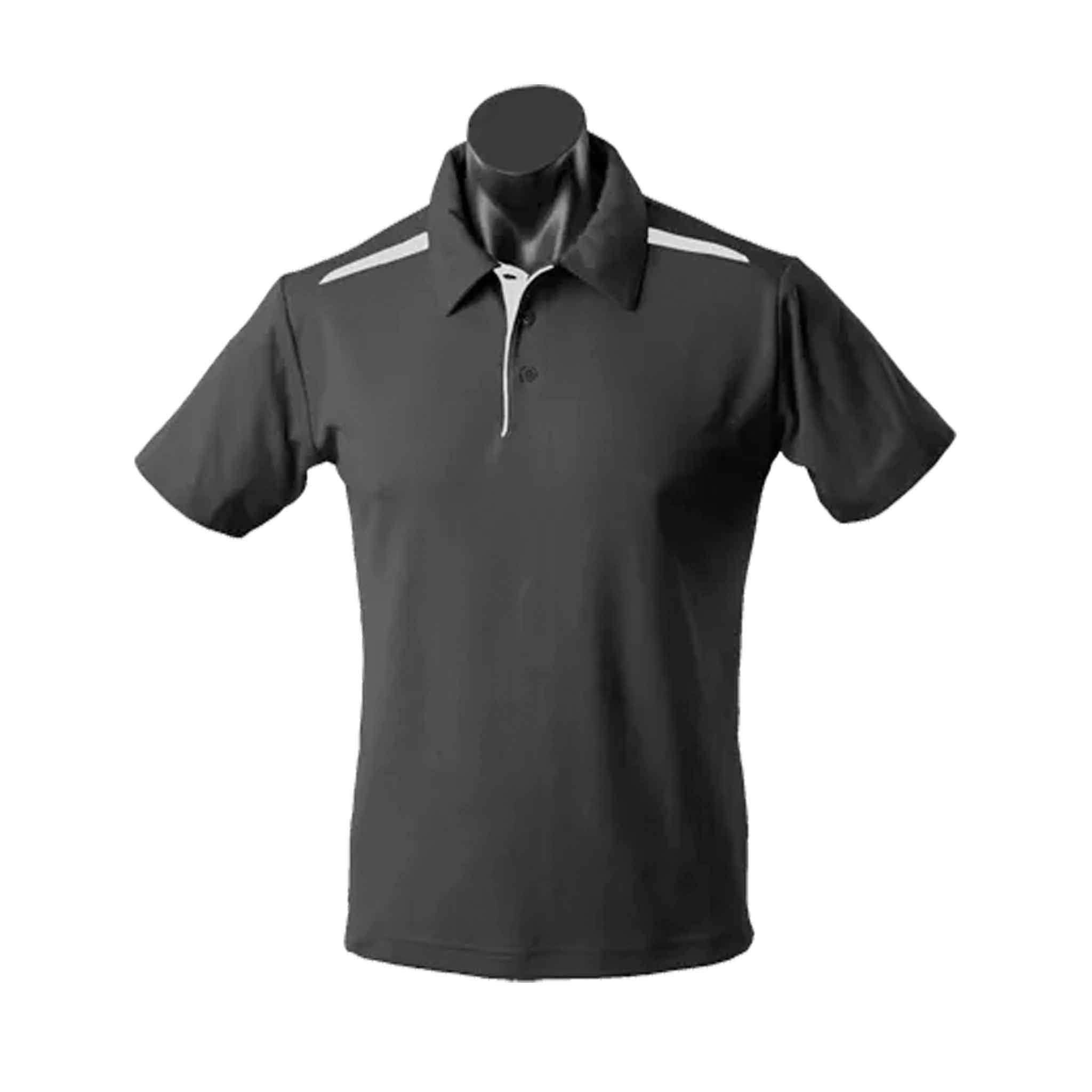 PATERSON MENS POLOS - BLACK/CONTRAST COLOUR - 1305