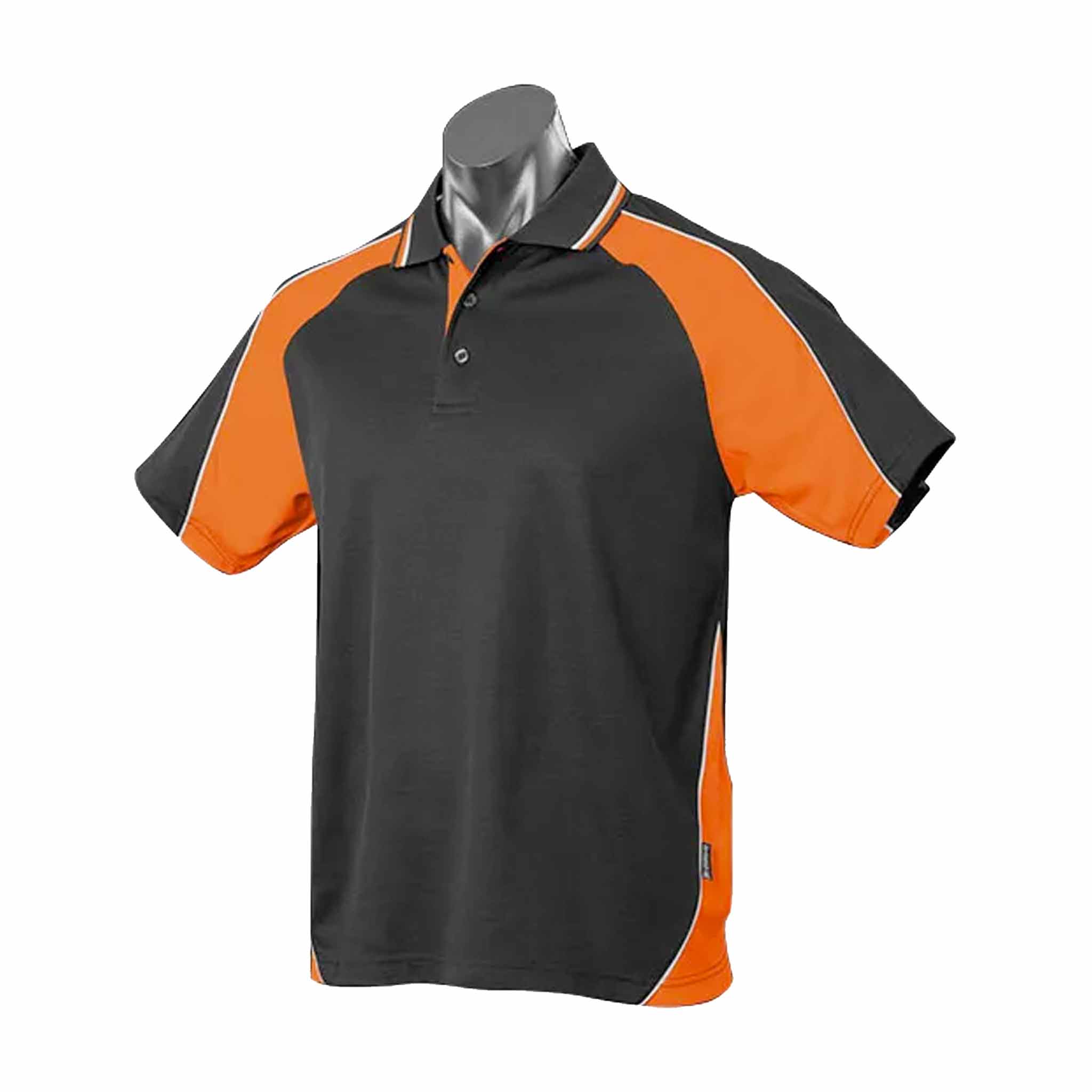 aussie pacific panorama mens polo in black orange white