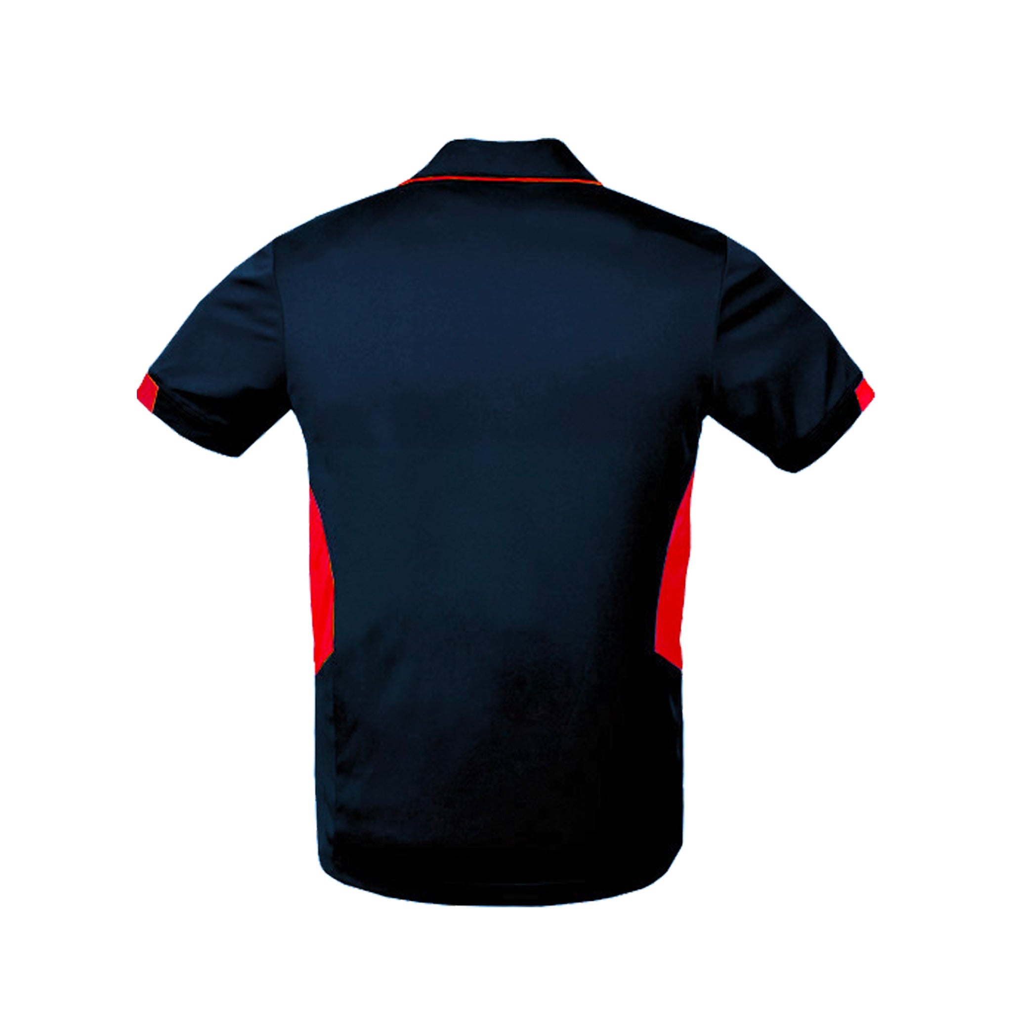 back of mens tasman polo in navy red