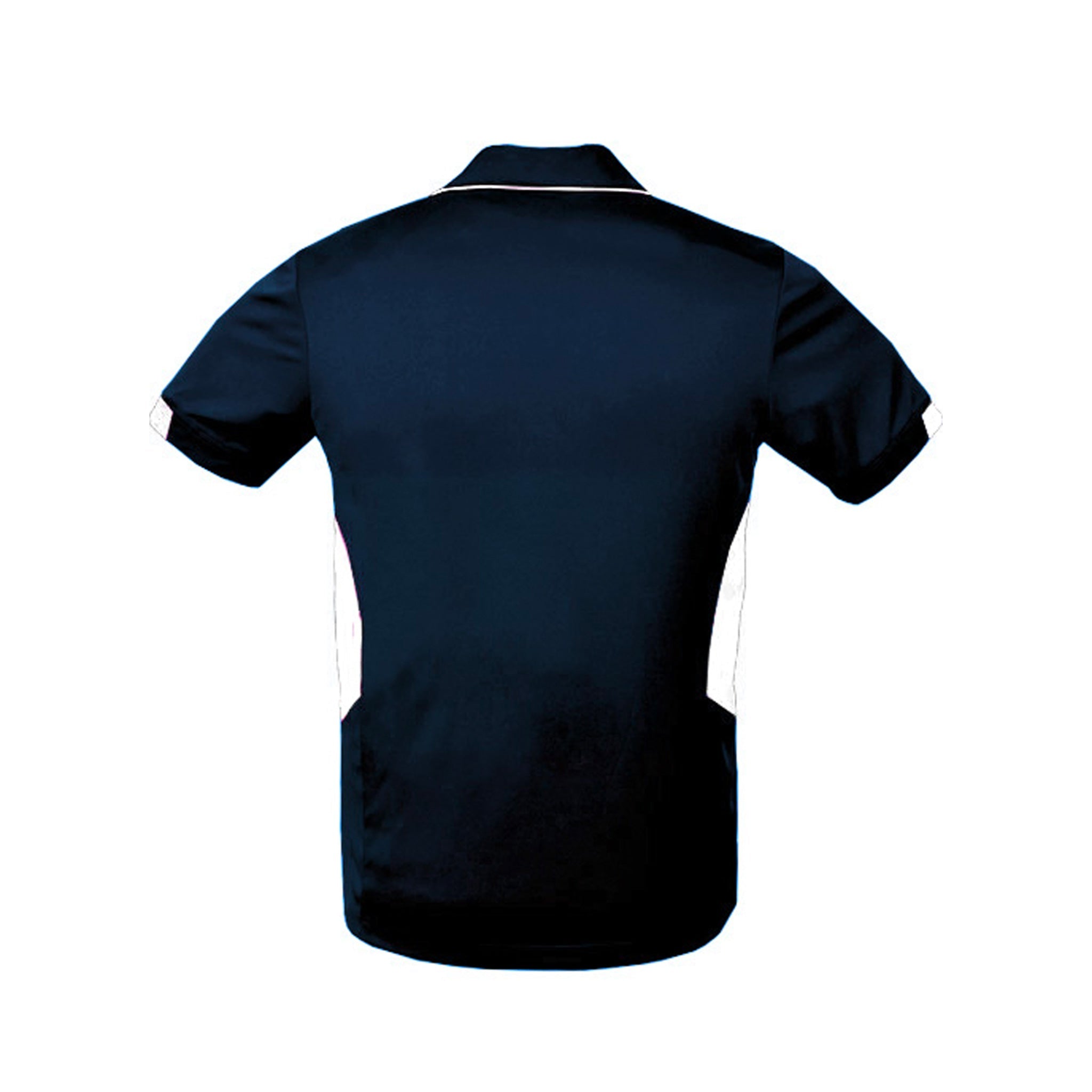 back of mens tasman polo in navy white