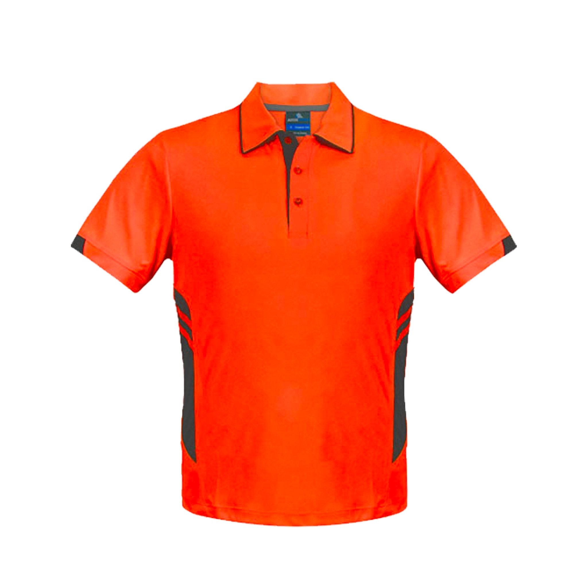 mens tasman polo in neon orange slate