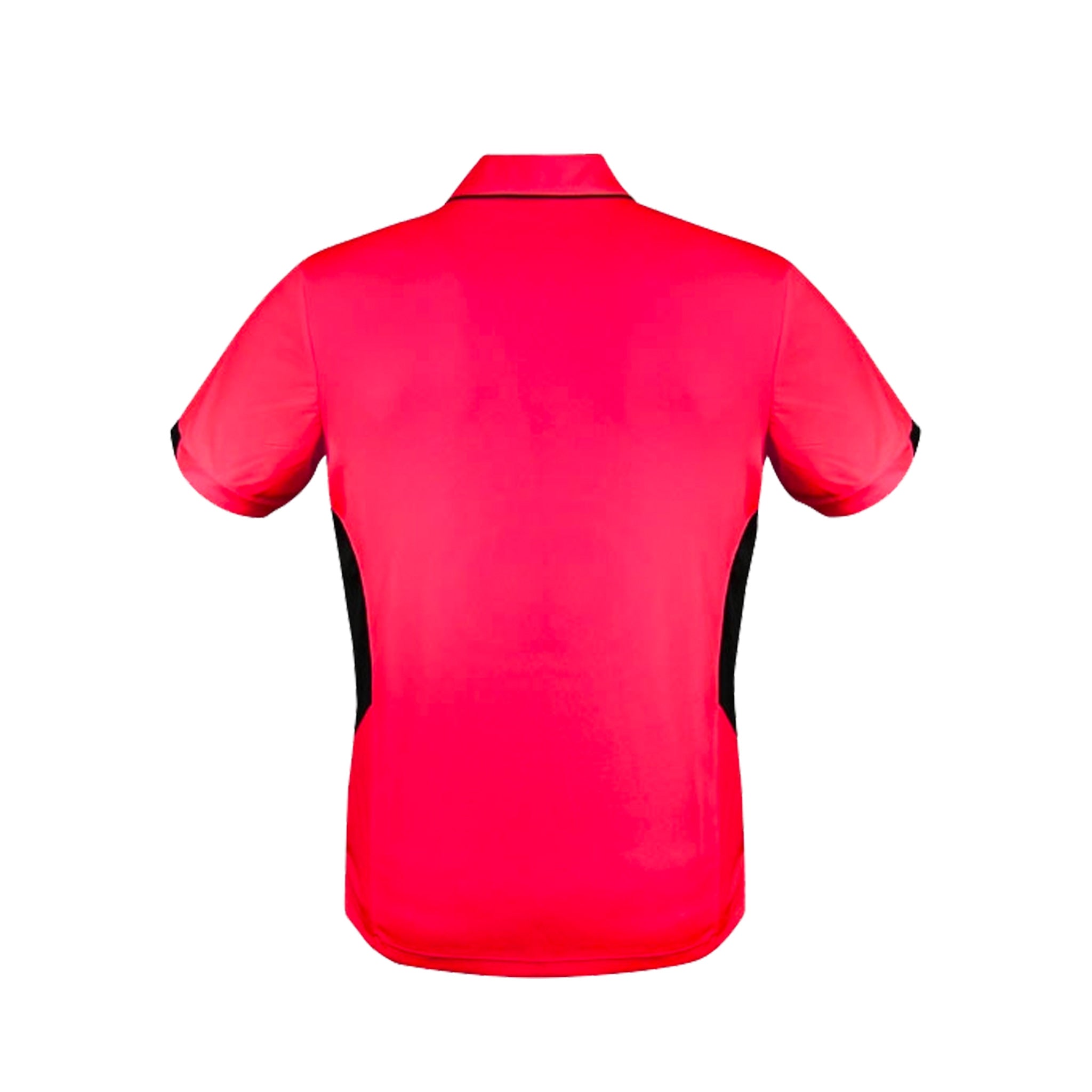 back of mens tasman polo in neon pink black