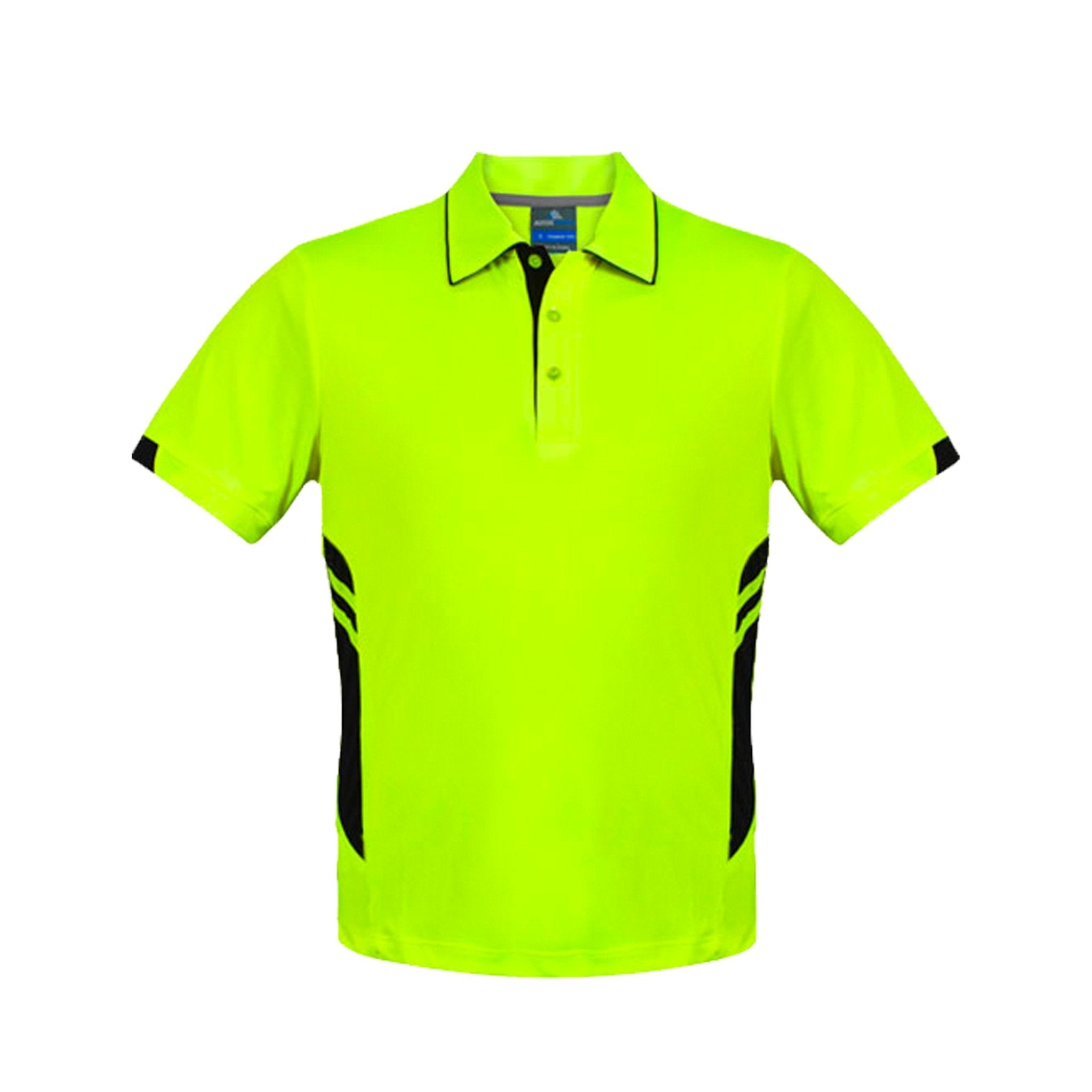 mens tasman polo in neon yellow black