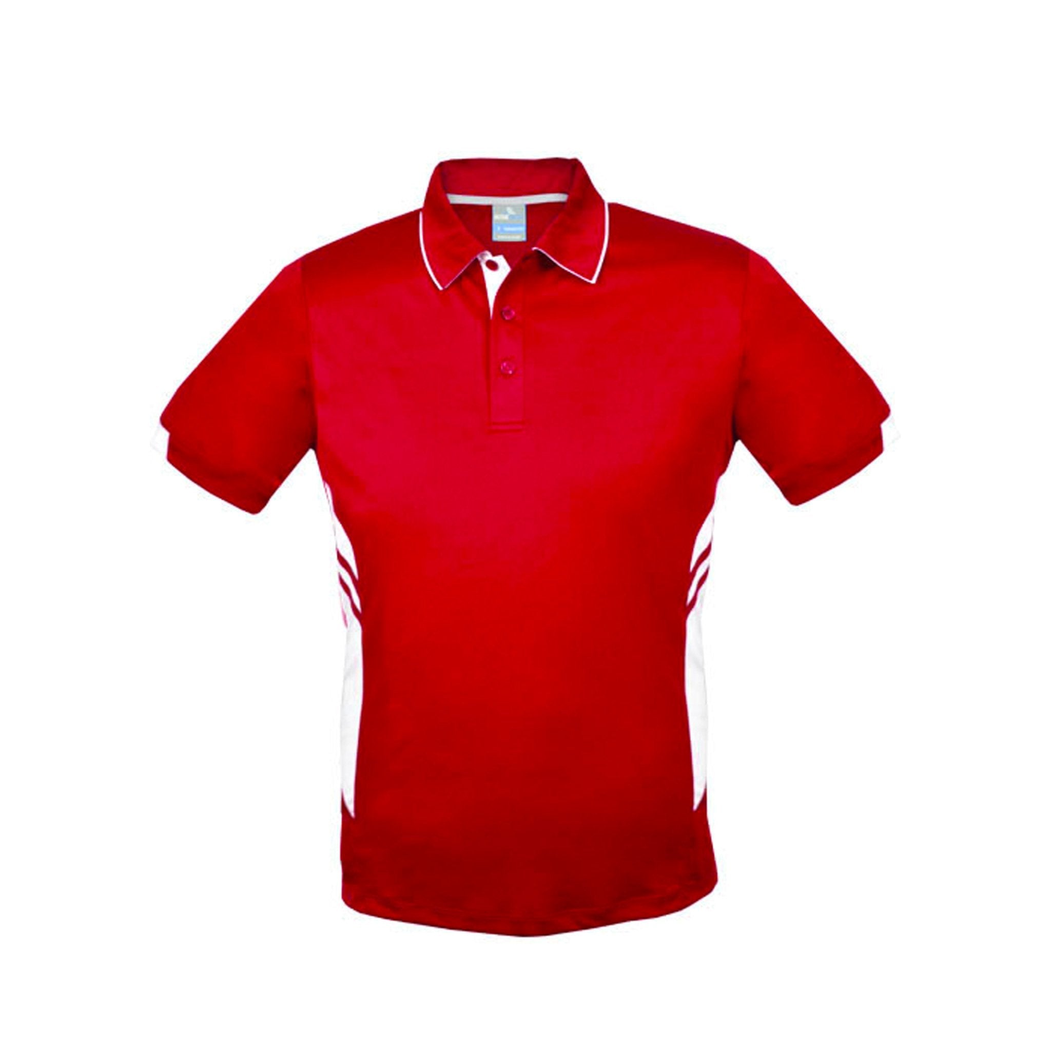 mens tasman polo in red white