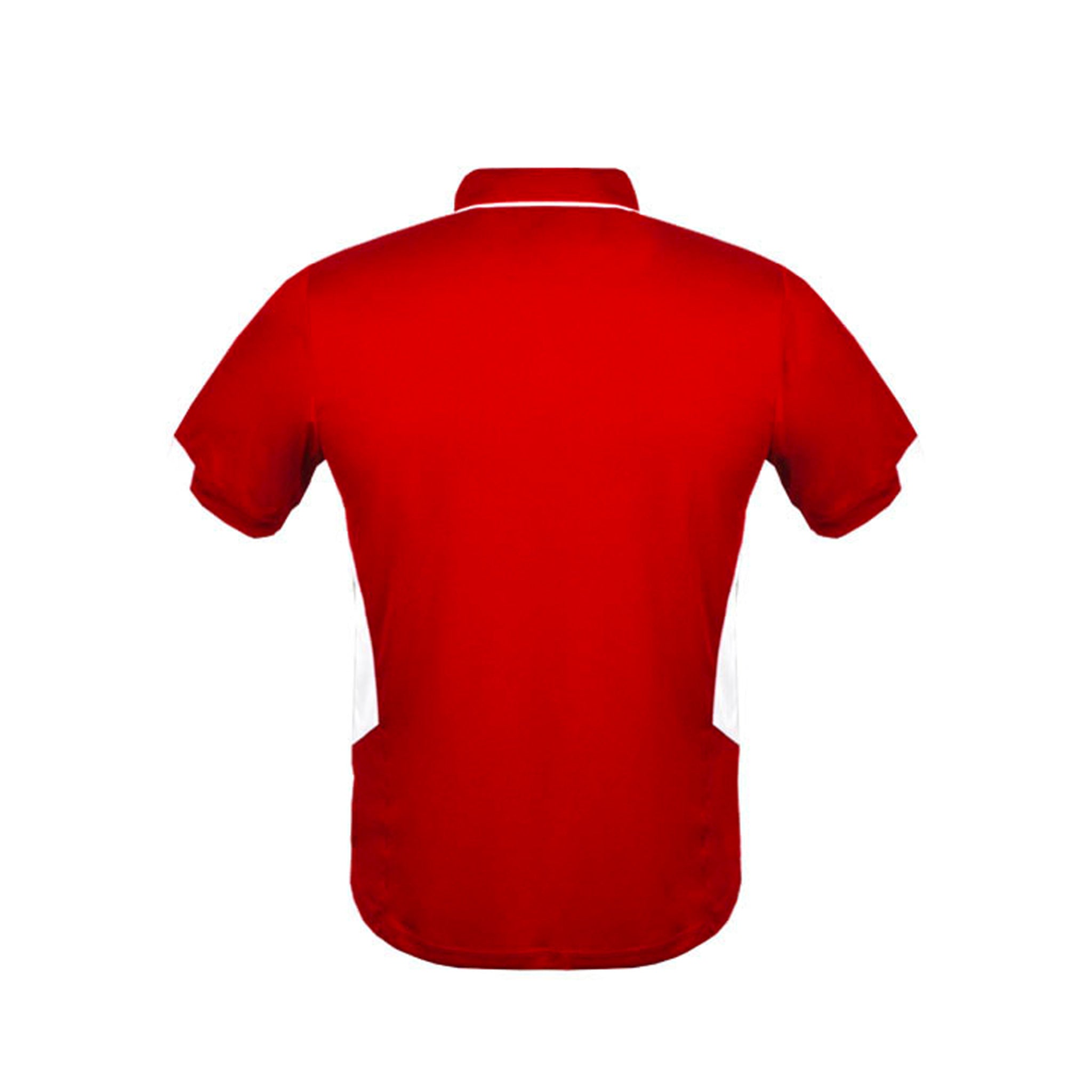 back of mens tasman polo in red white