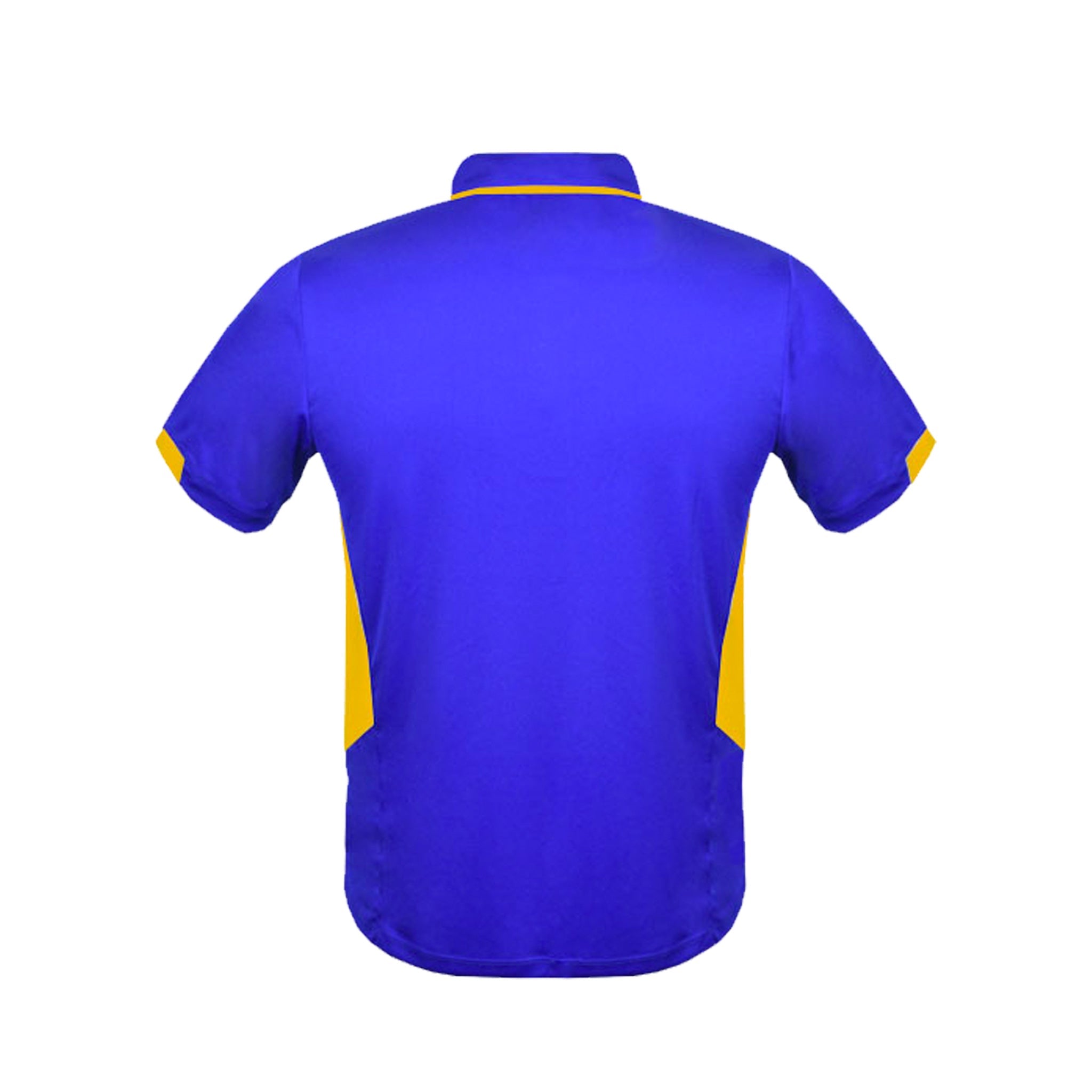 back of mens tasman polo in royal gold