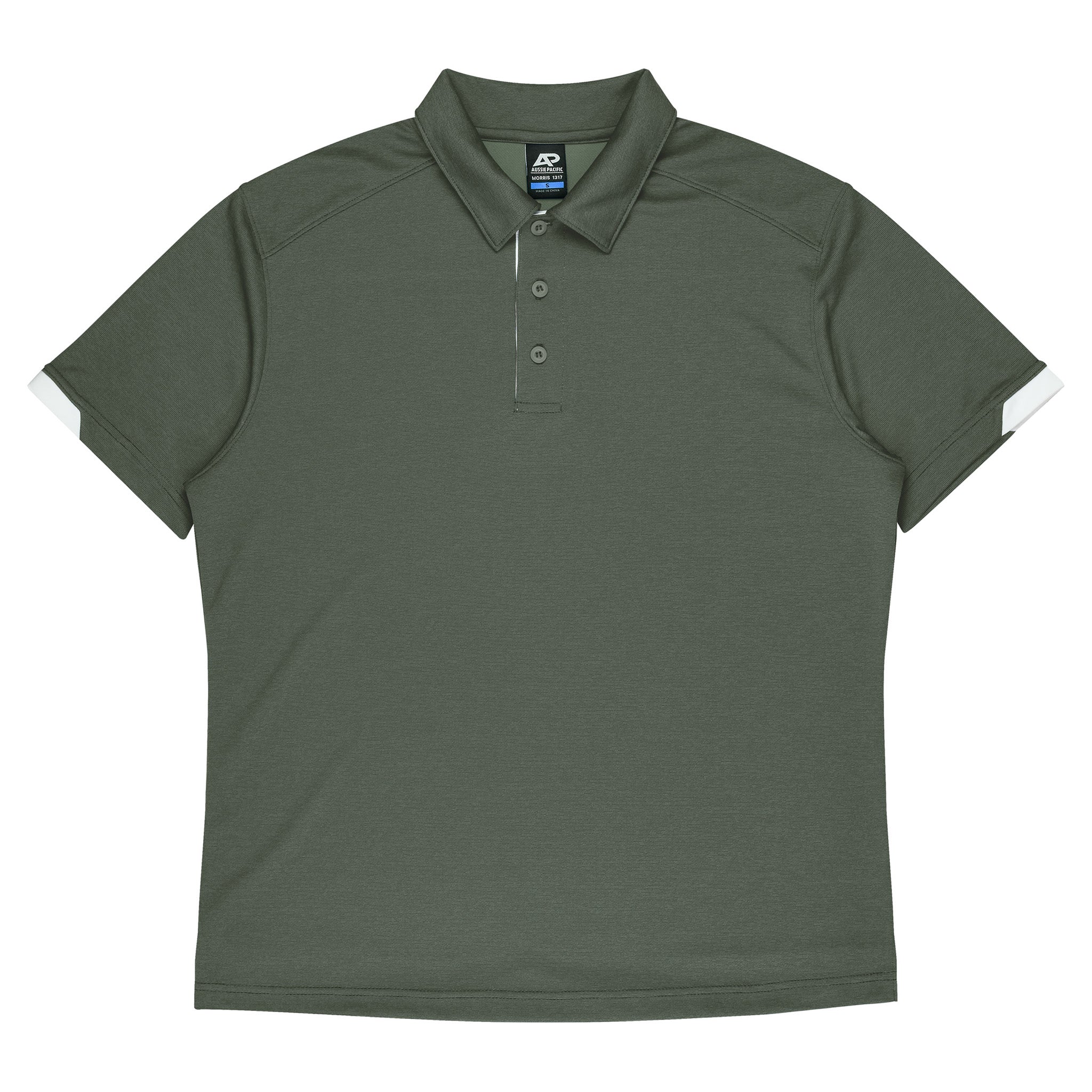 aussie pacific morris mens polo in army green white