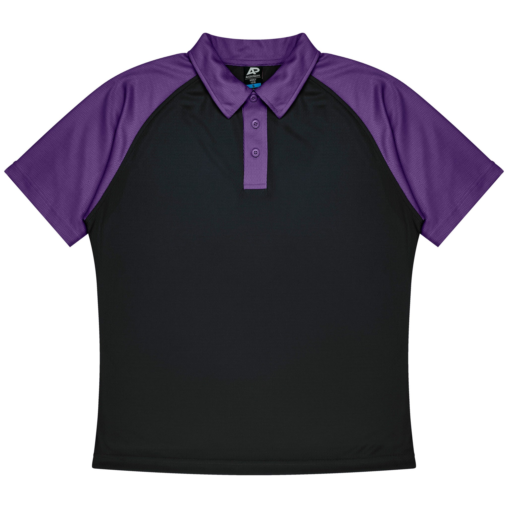 aussie pacific manly mens polo in black electric purple