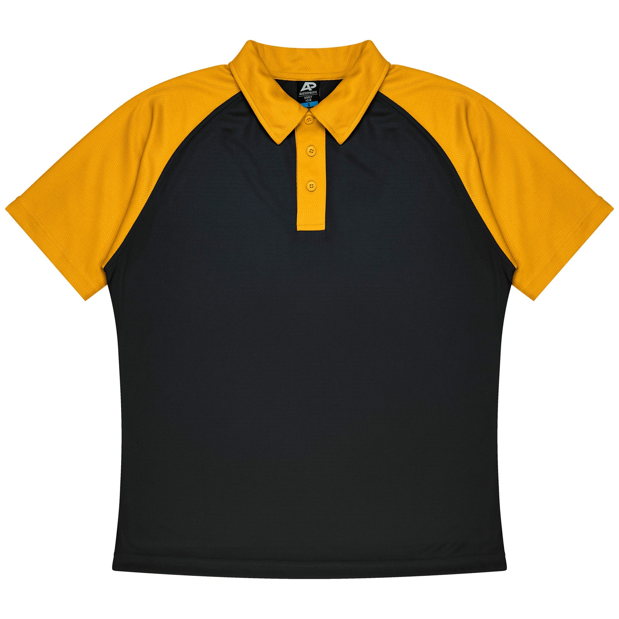 aussie pacific manly mens polo in black gold