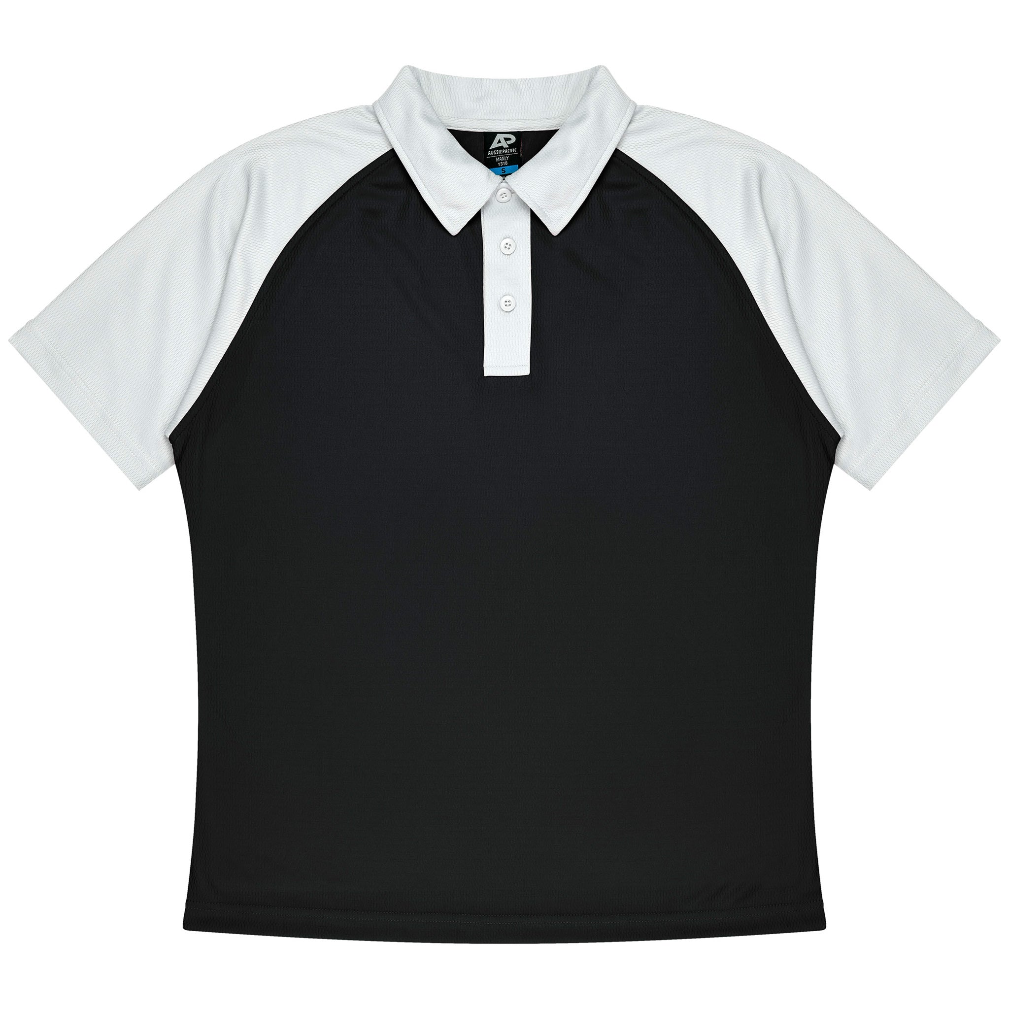 aussie pacific manly mens polo in black white