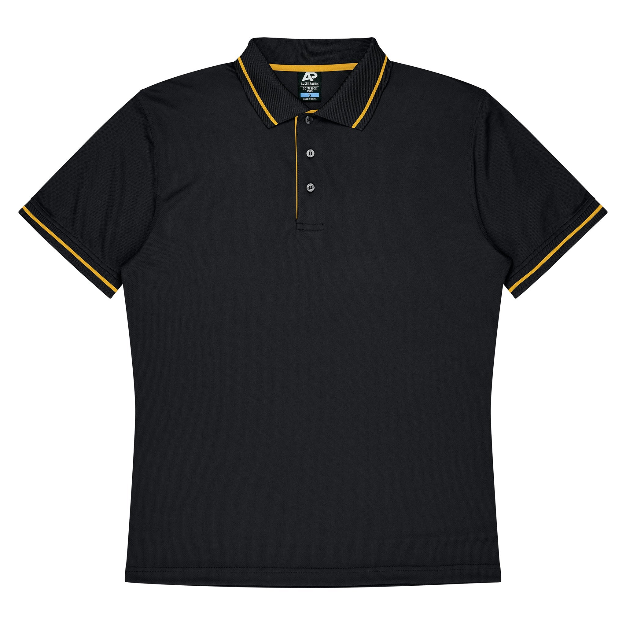 cottesloe kids polo in black gold