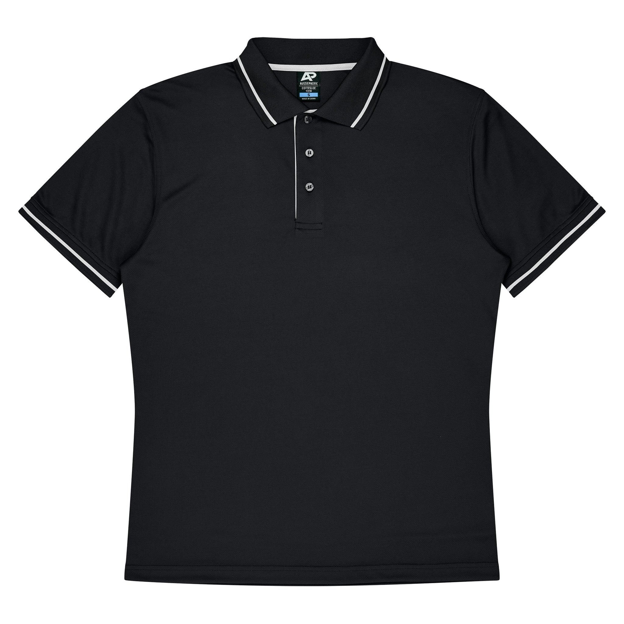 cottesloe kids polo in black white