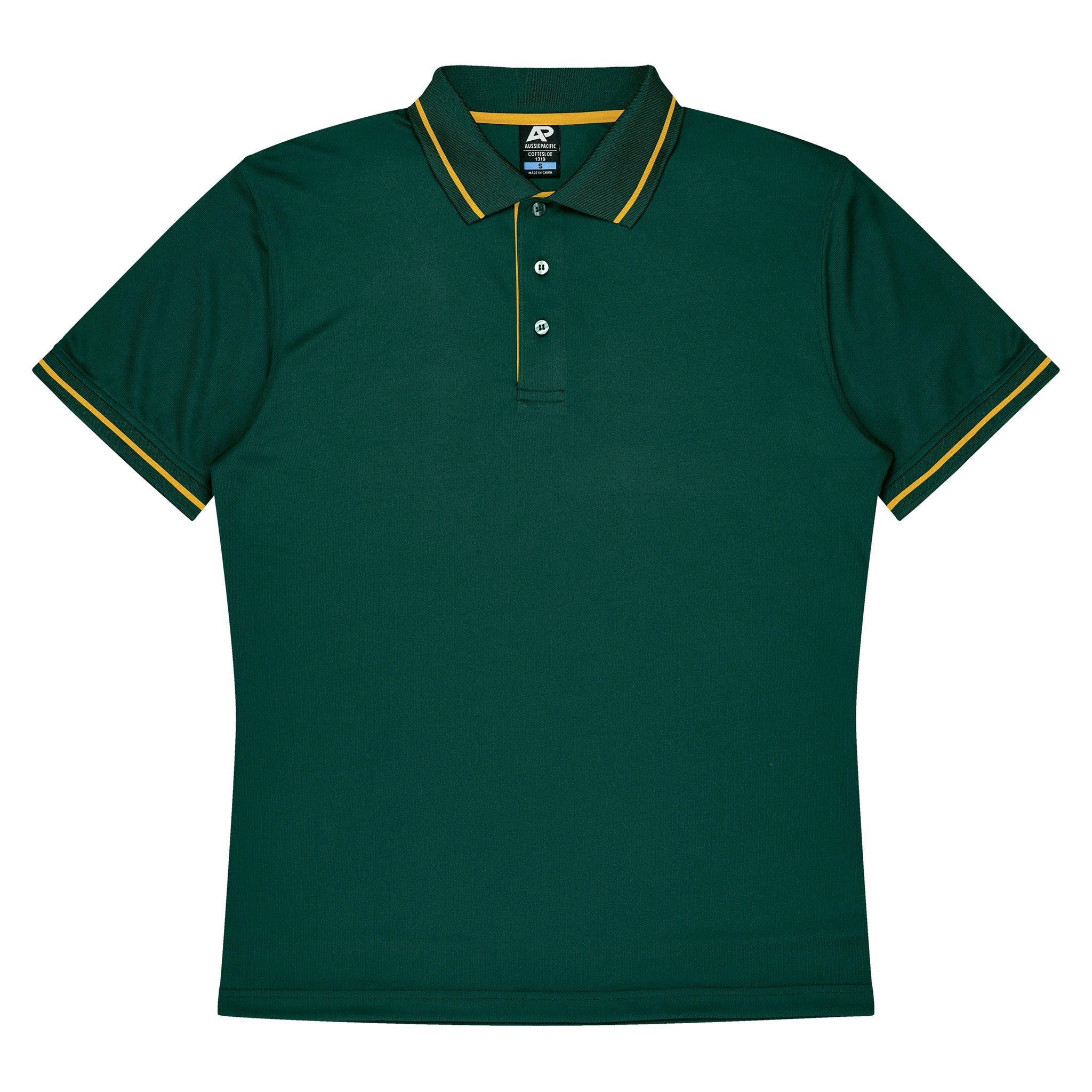 aussie pacific cottesloe mens polo in bottle gold