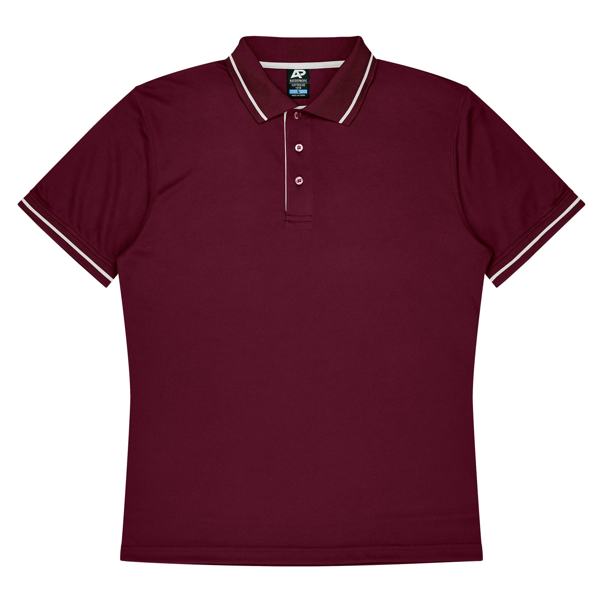 cottesloe kids polo in maroon white